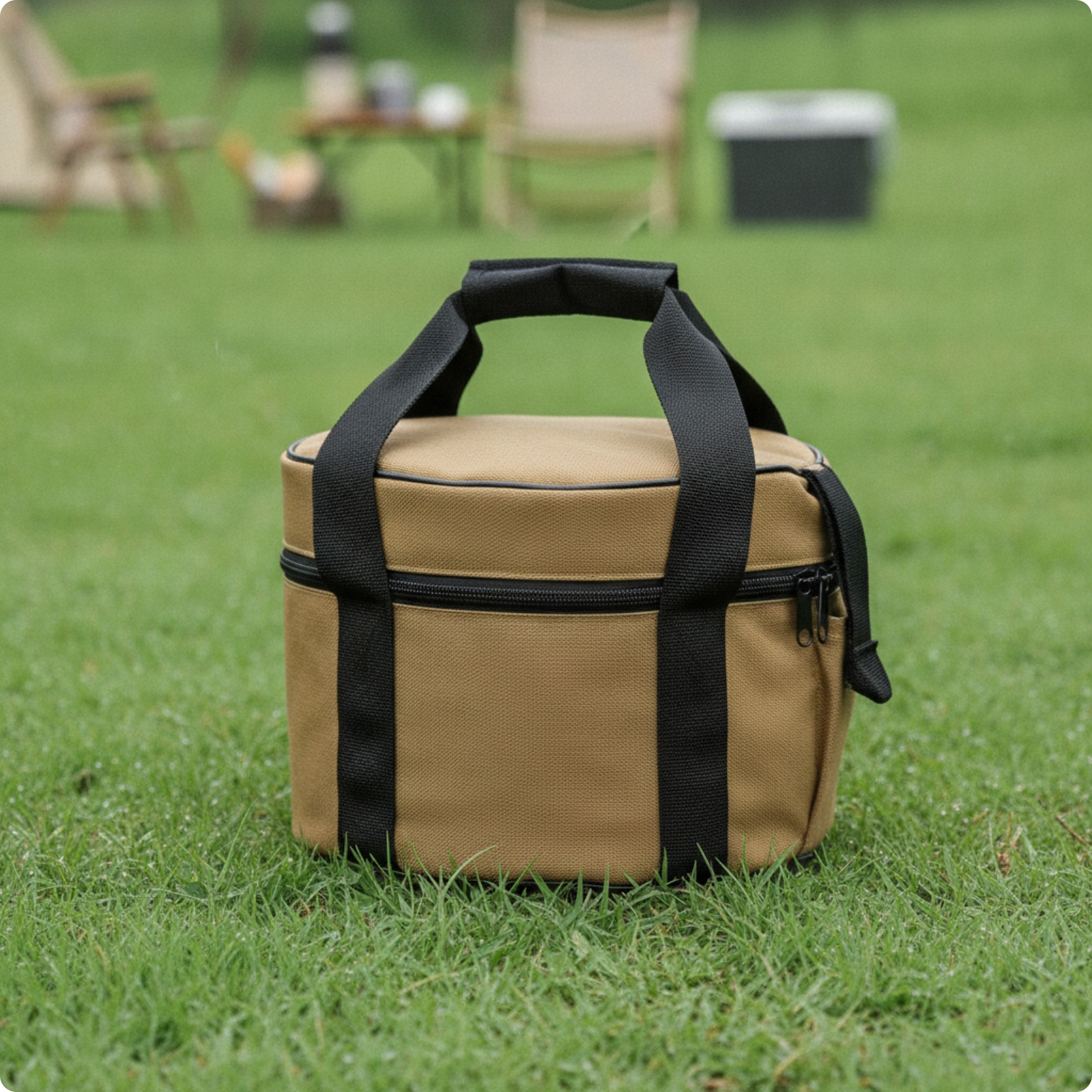 Campinggeschirrtasche mit Seitentasche strapazierfähig Geschirrtasche tragbar