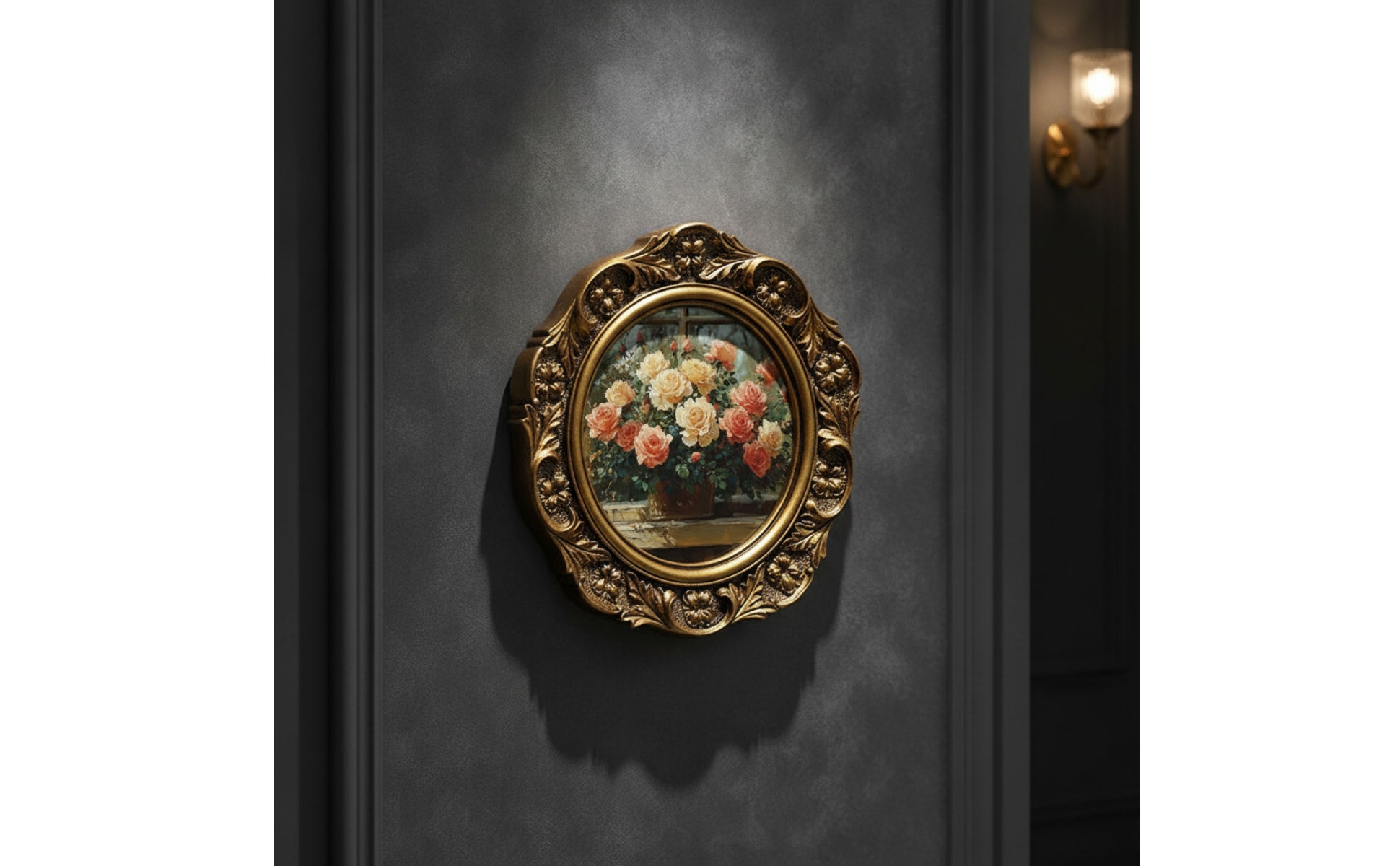 Round Photo Frame Ornate Round Picture Frame Antique Gold for Living Room