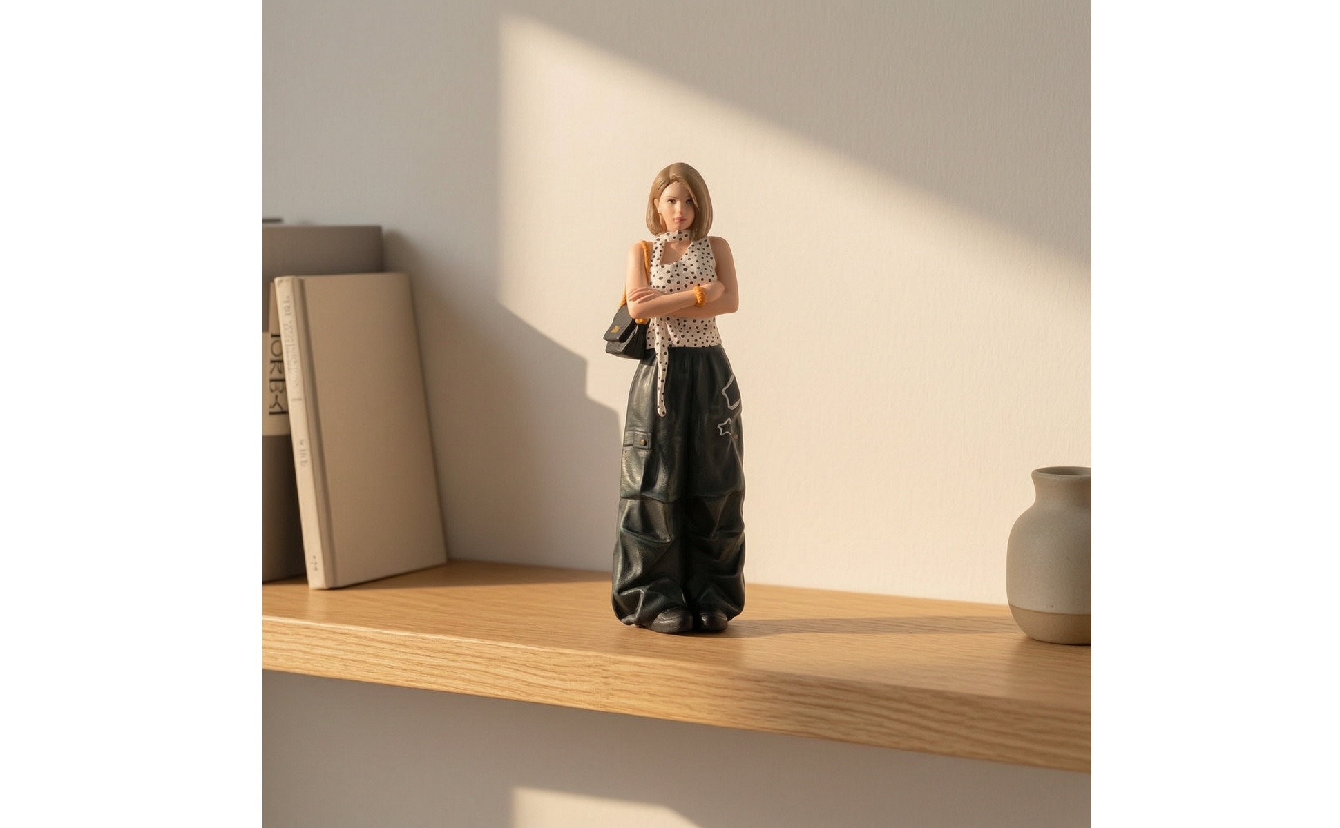 Figurine with Shoulder Bag 1/18 Scale Miniature Female Figure Hand-Painted