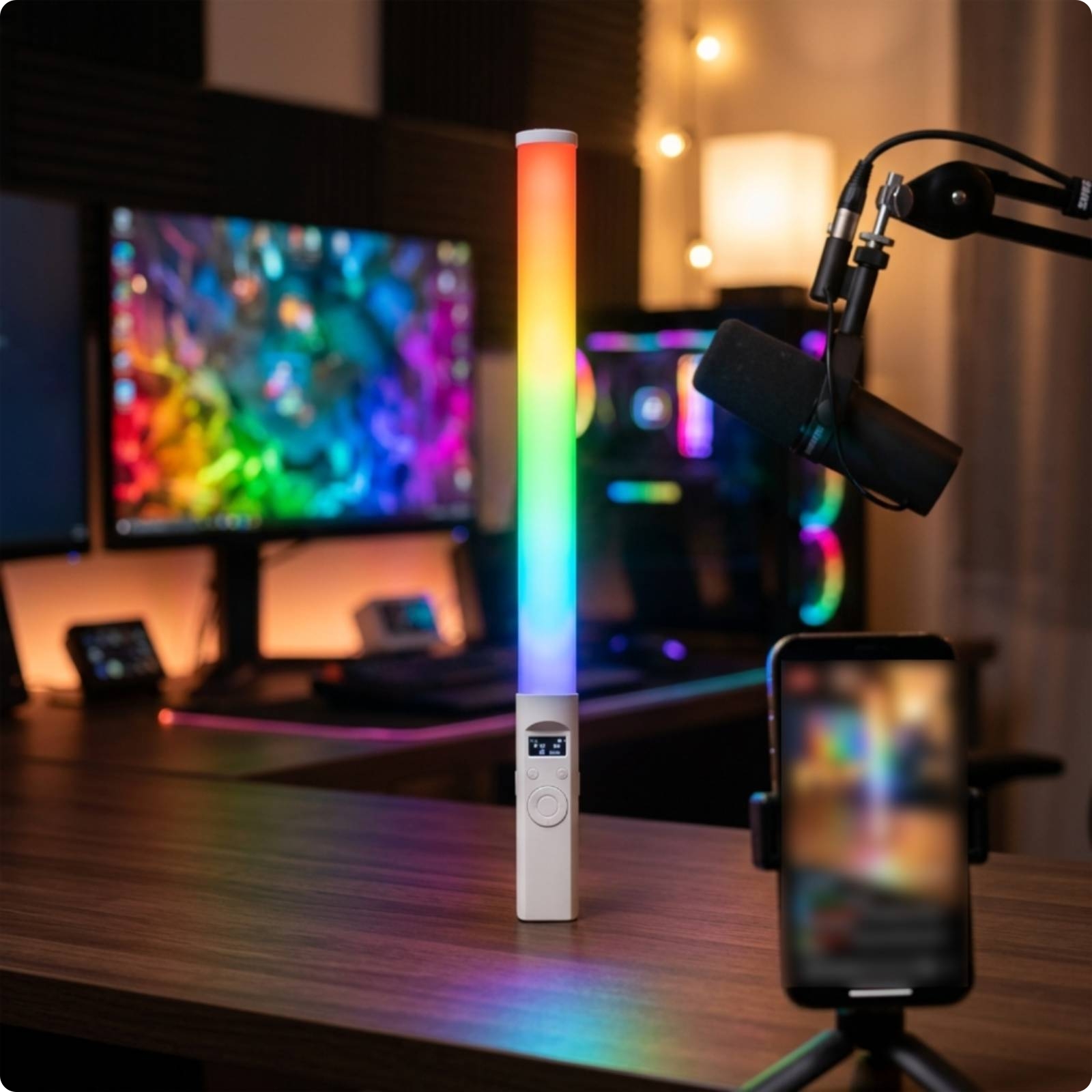 Rgb LED Stablicht Wiederaufladbar Röhren-Videoleuchte Tragbar für Livestreaming
