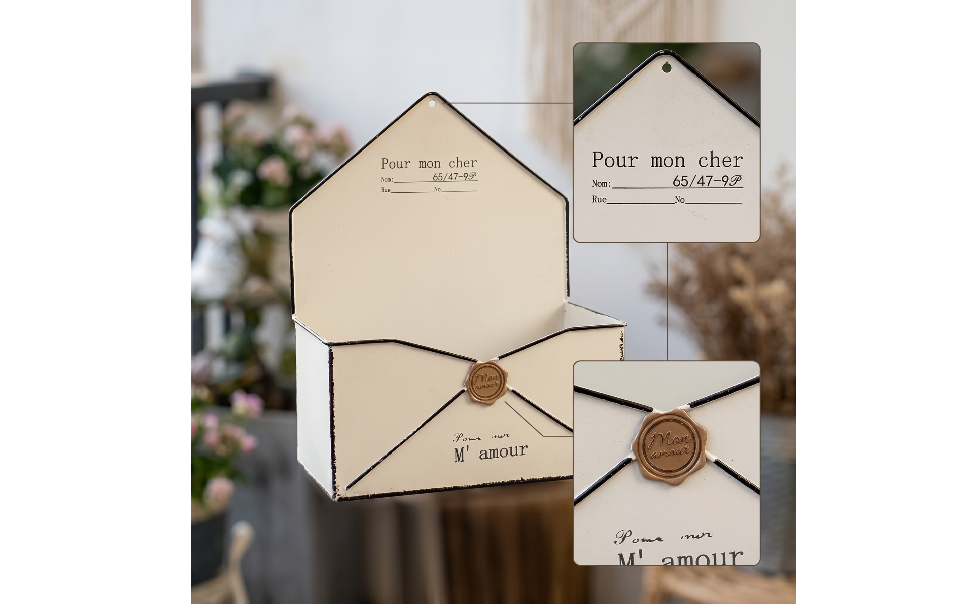 Envelope Planter Rustic Wall Pocket Decorative for Patio, Fence, Home Decorators