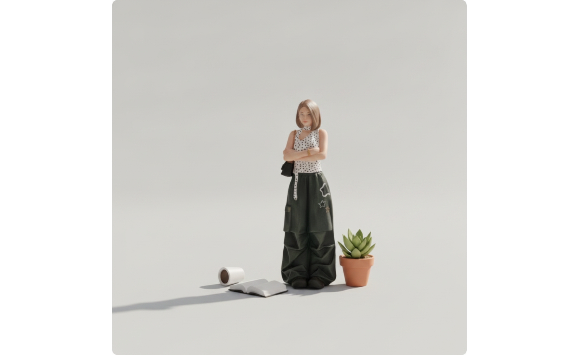 Figurine with Shoulder Bag 1/18 Scale Miniature Female Figure Hand-Painted