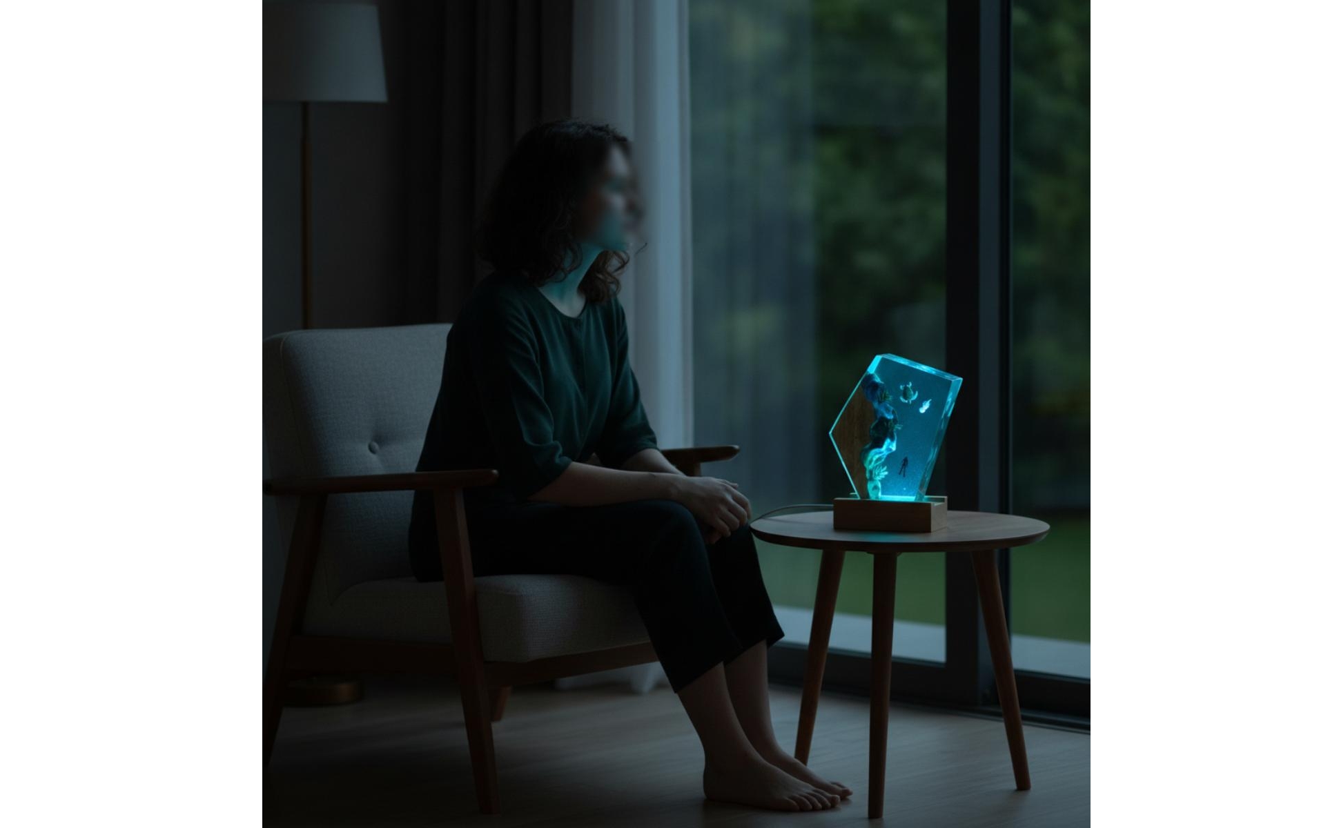 Ocean Night Light with Acrylic Panel Underwater 3D Night Light with Wood Base