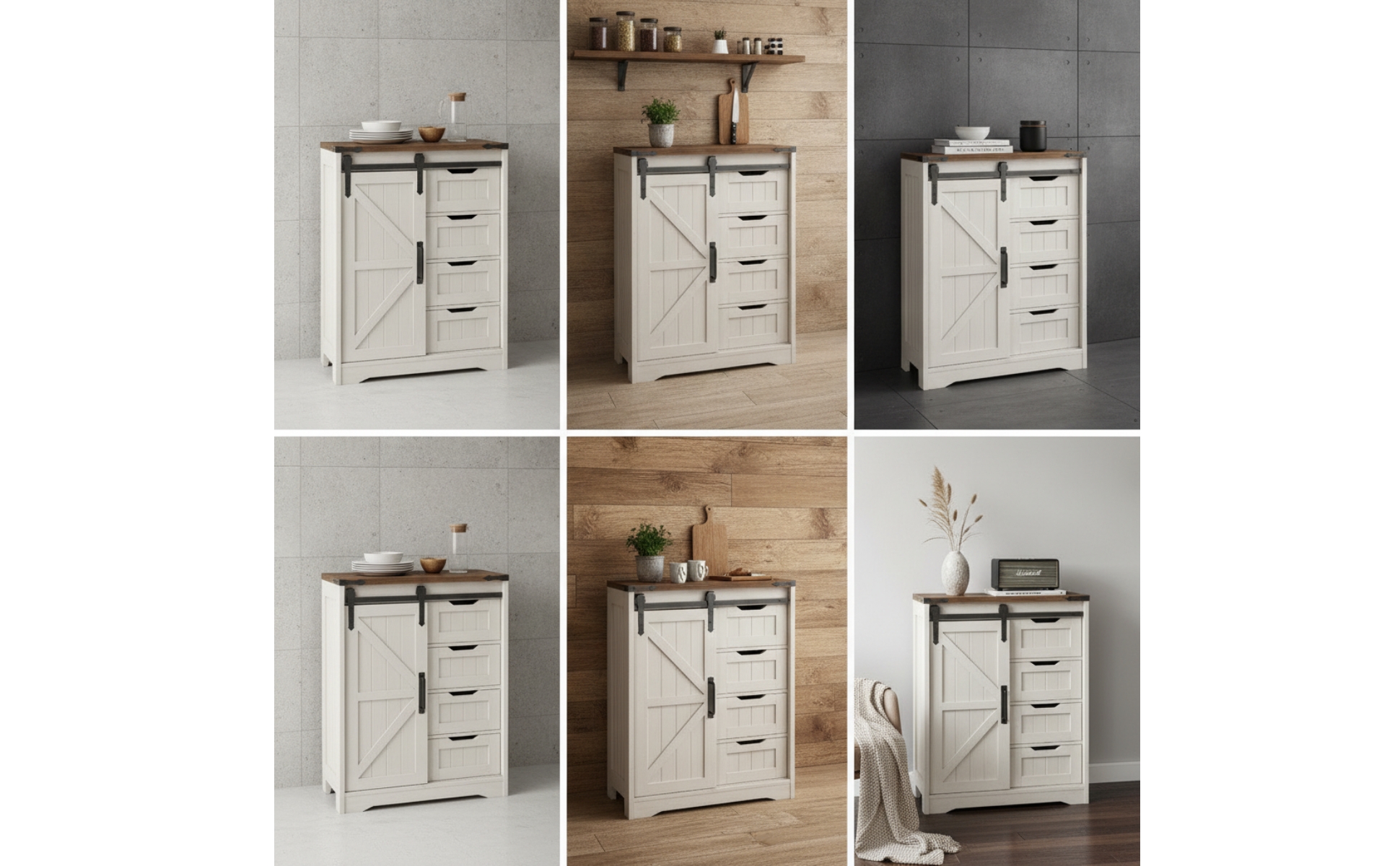 Storage Cabinet with Drawers and Door Stylish Cupboard Farmhouse for Bathroom