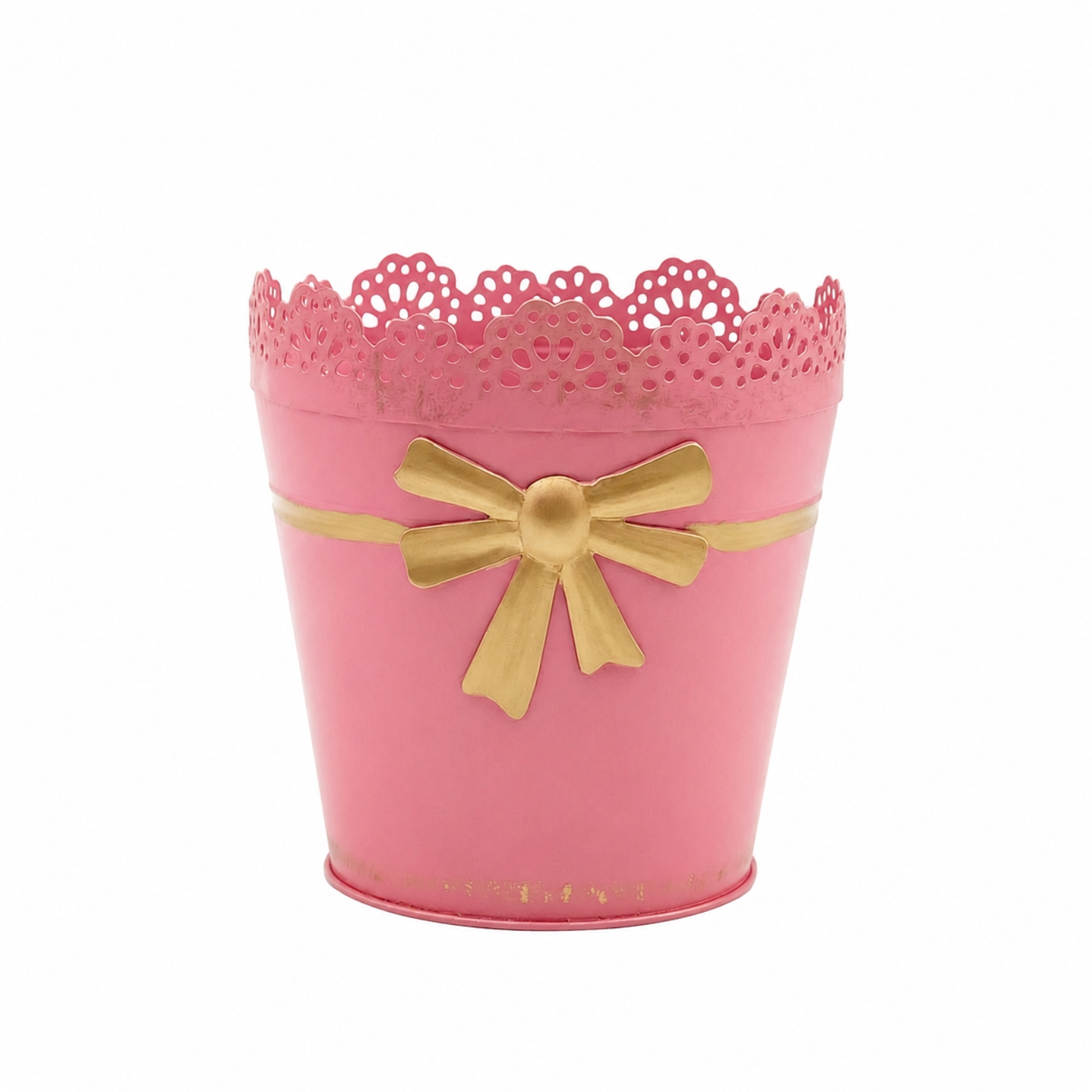 Metal Planter Pot Small Planter with Lace Rim Cottagecore for Garden