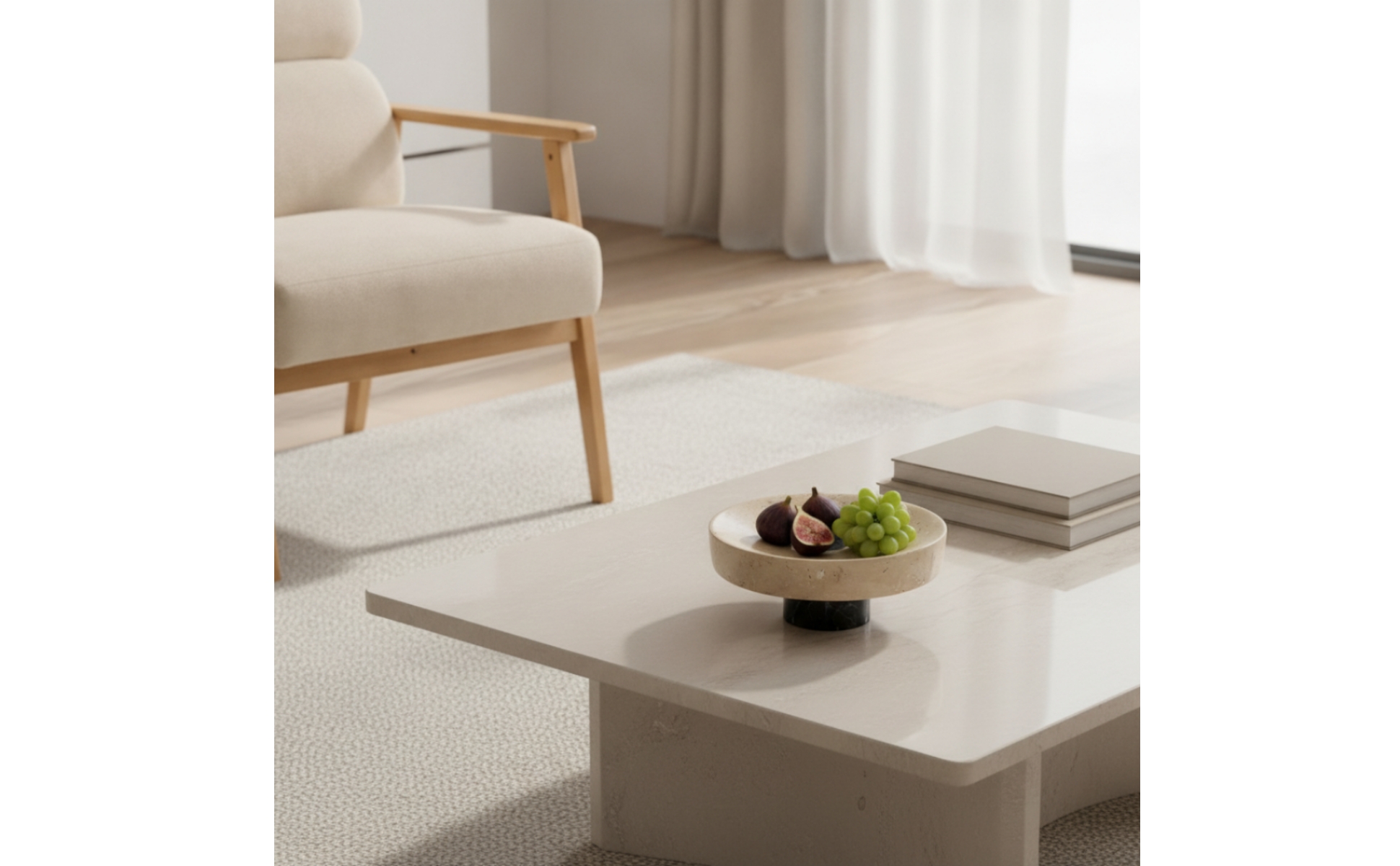 Travertine Stone Platter Versatile Fruit Bowl with Pedestal Sculptural for Hosts