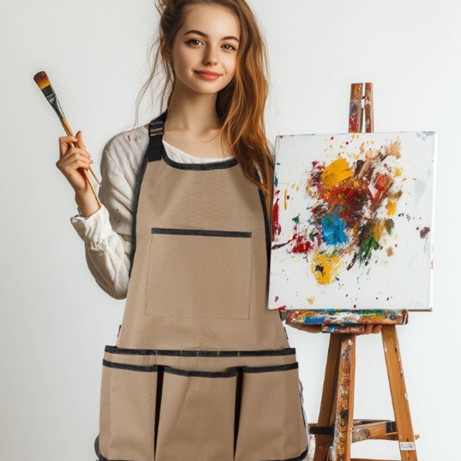 Canvas Apron with Pockets Multi-Pocket Tool Apron with Pockets Water-Resistant - Produktbild 1