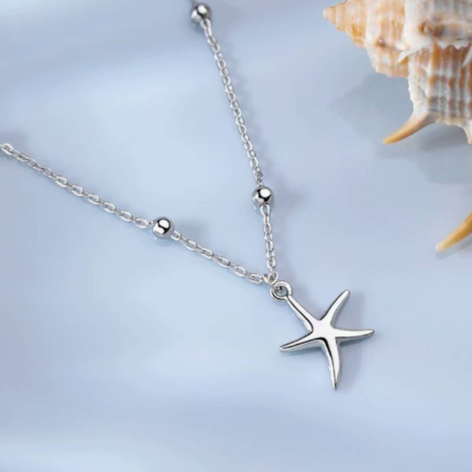 Silberfußkette mit Meerestern 925 Silber Fußkettchen elegant für Sommer, Urlaub - Produktbild 8