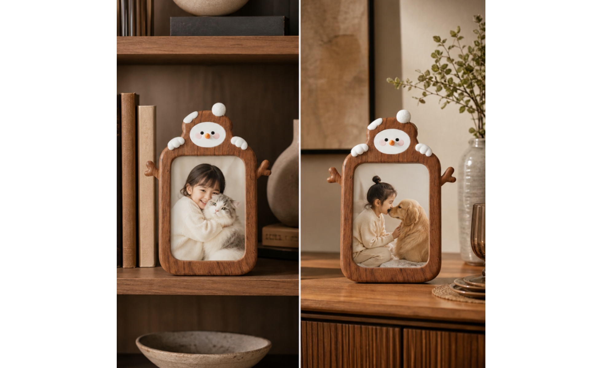 Snowman Photo Frame Winter Snowman Picture Frame Festive for Nursery, Families