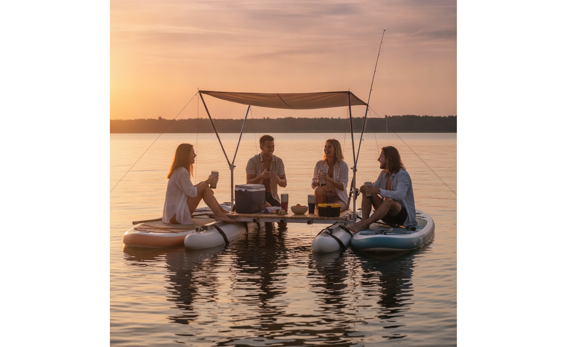 Ponte di Collegamento in Legno Telaio Stabile per Mare Calmo, Paddler, Famiglie