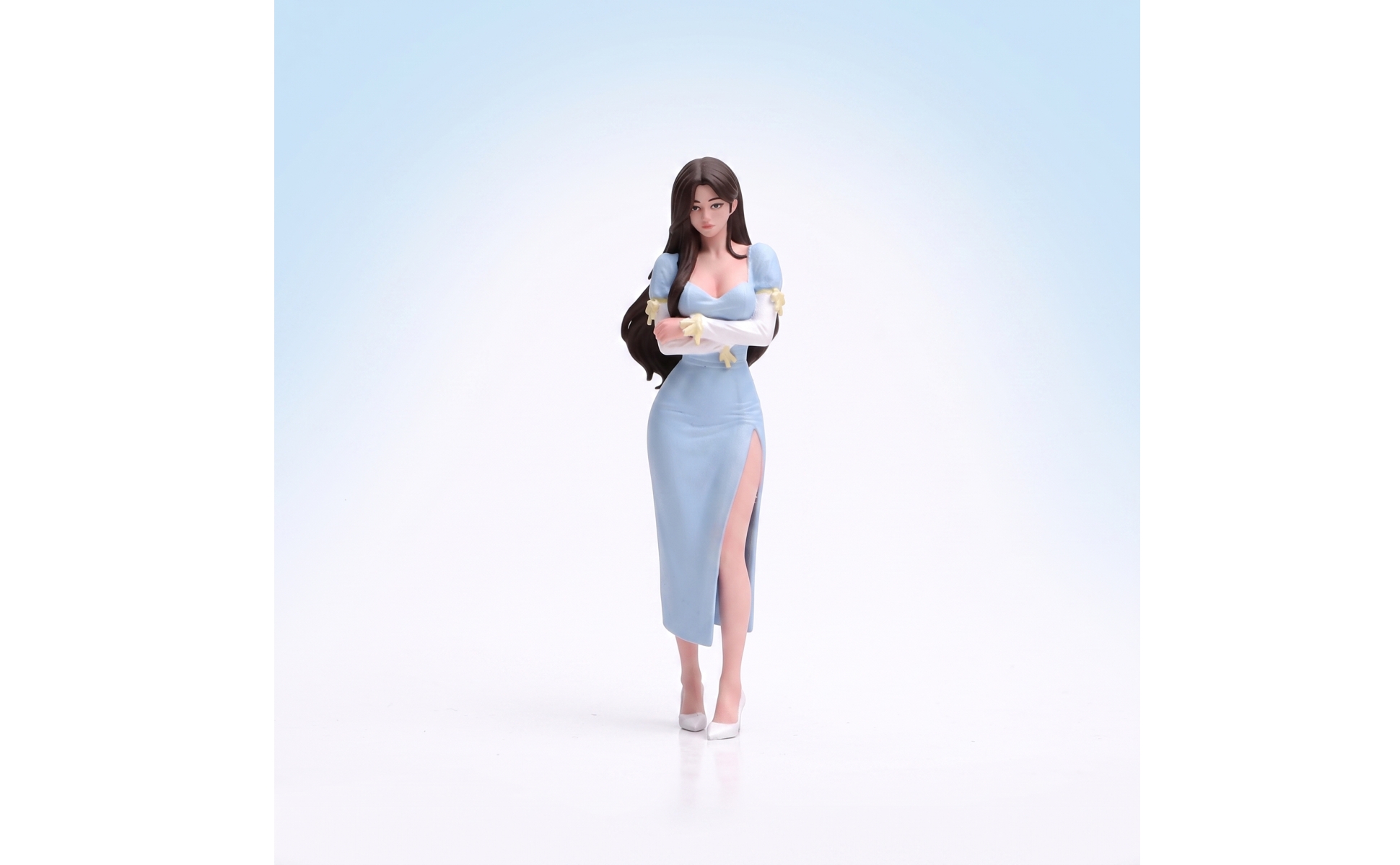 Female Figurine Detailed Miniature Figure with Dress Small-Scale for Collectors