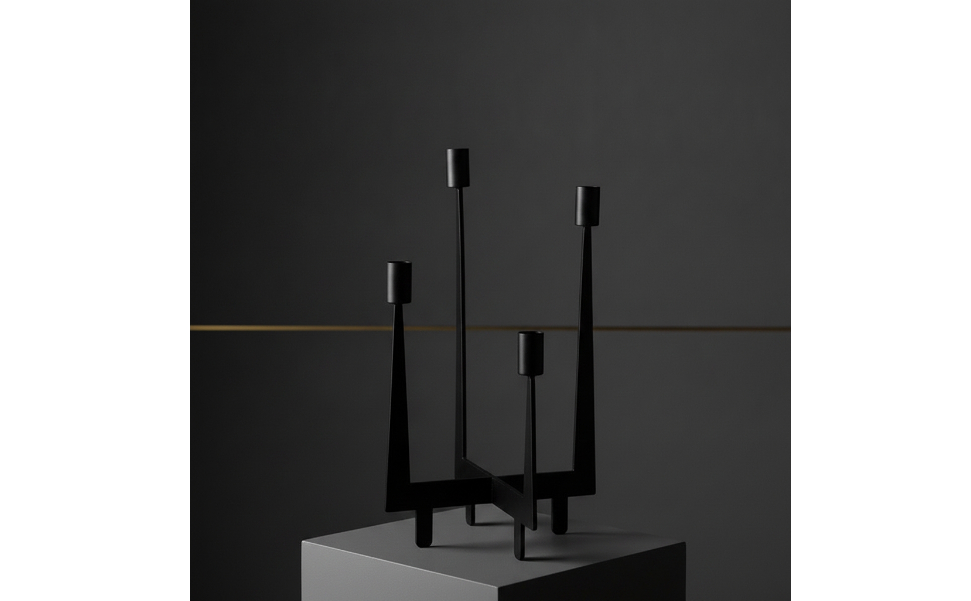 Geometric Candle Holder Black Metal Candle Holder with Four Cups Minimalist