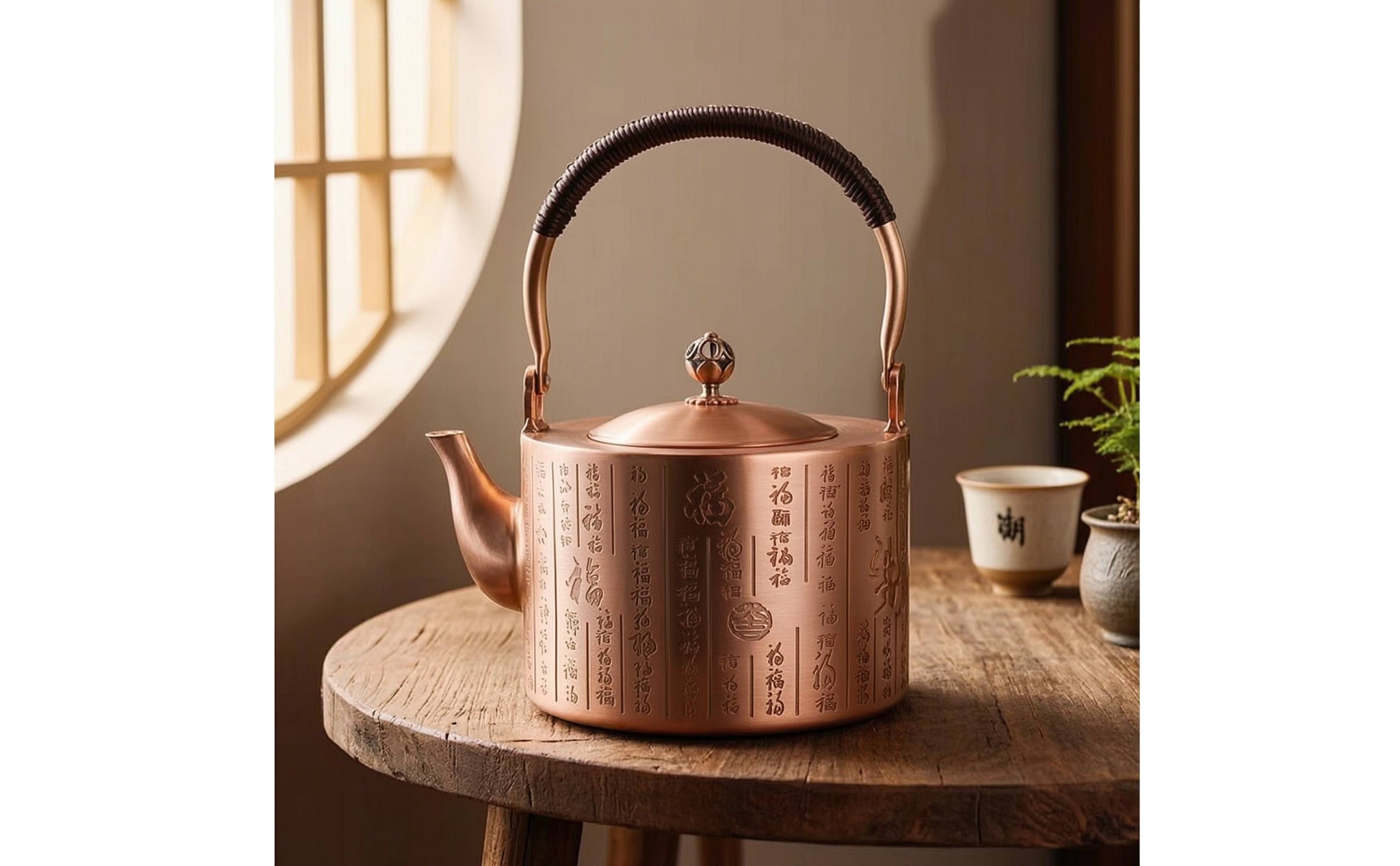 Copper Kettle with Strainer Hand-Finished Hammered Copper Teapot Large Capacity