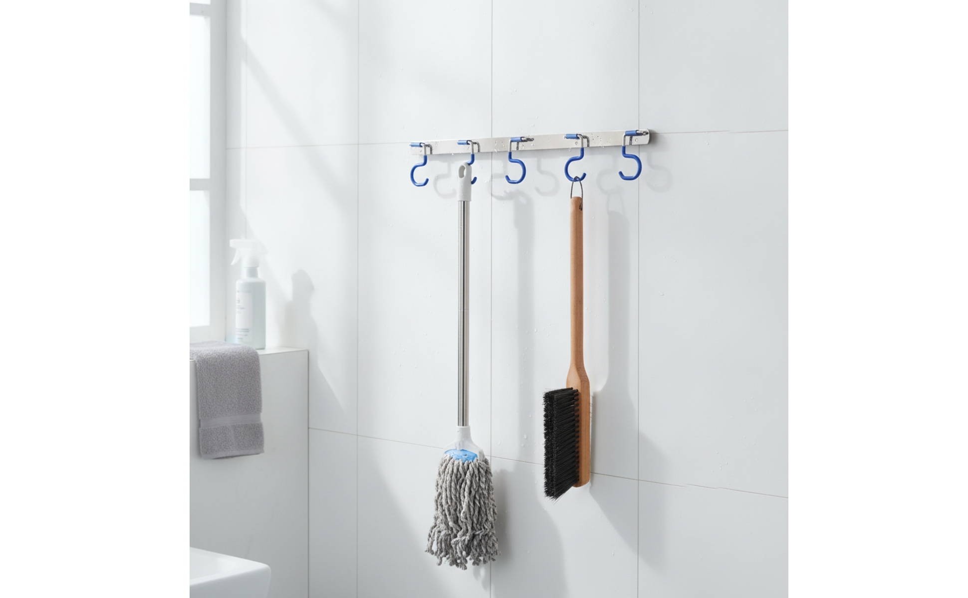 Wandhakenleiste wandmontiert gerätehalter mit haken platzsparend für badezimmer