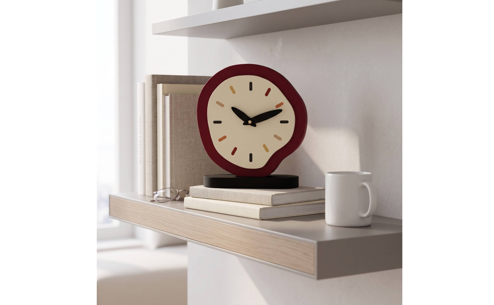 Silent Table Clock Non-Ticking Clock with Oval Base Quiet for Office, Nightstand