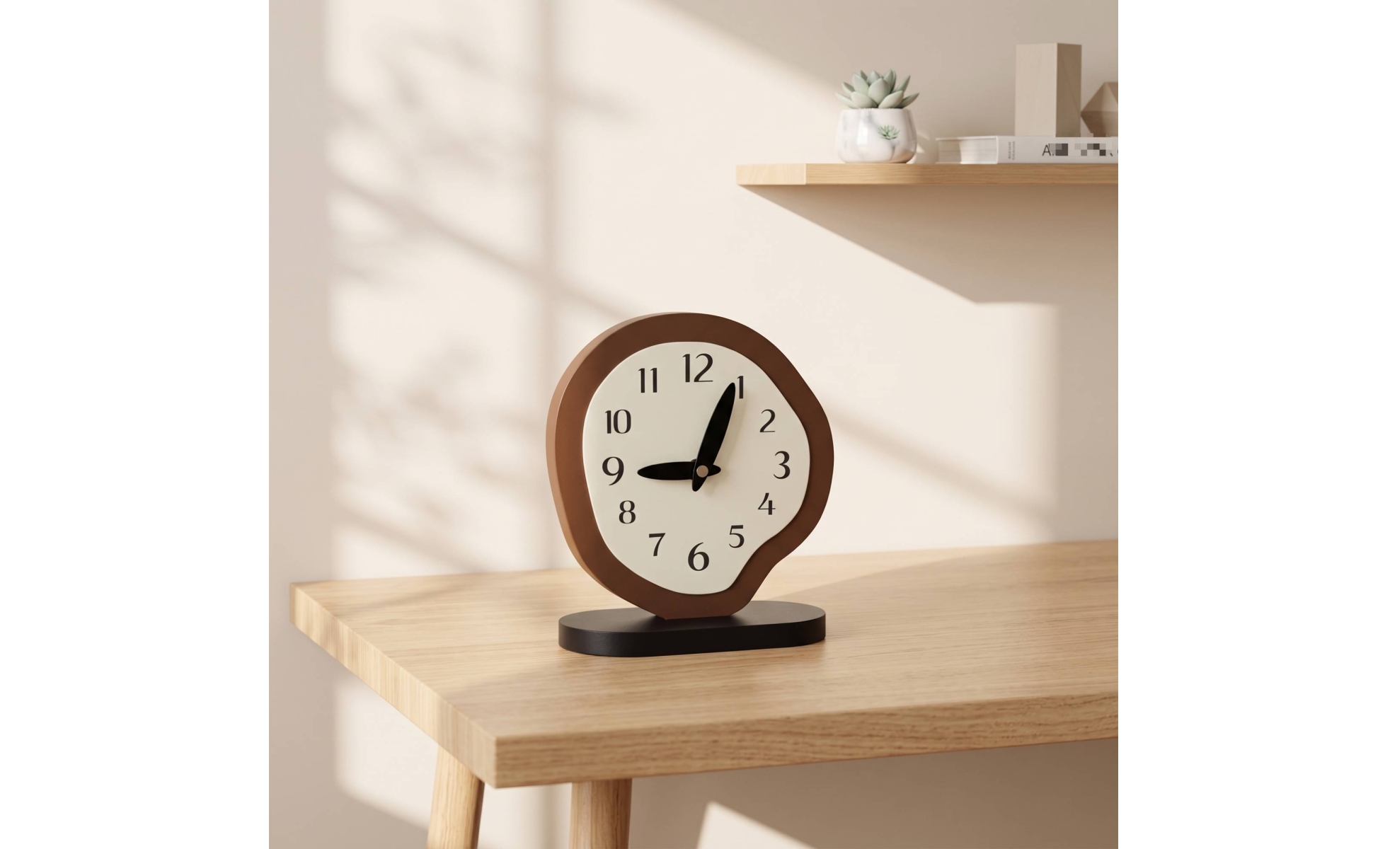 Silent Table Clock Non-Ticking Clock with Oval Base Quiet for Office, Nightstand