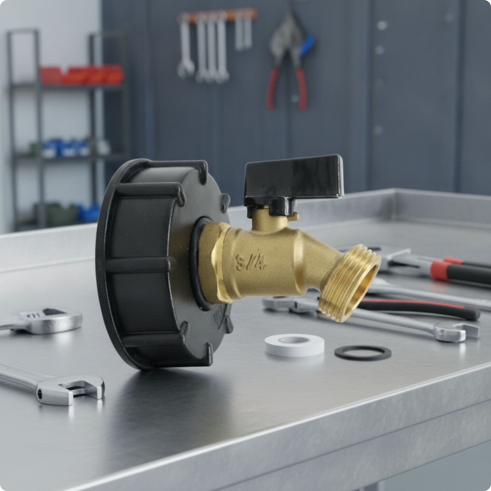 Bulk Container Adapter with Faucet Threaded Bulk Container Tote Valve Adapter