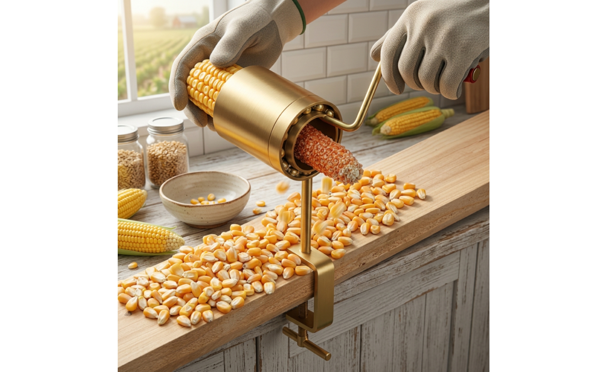 Corn Sheller with Table Clamp Hand-Crank Corn Sheller Manual for Home Cooks