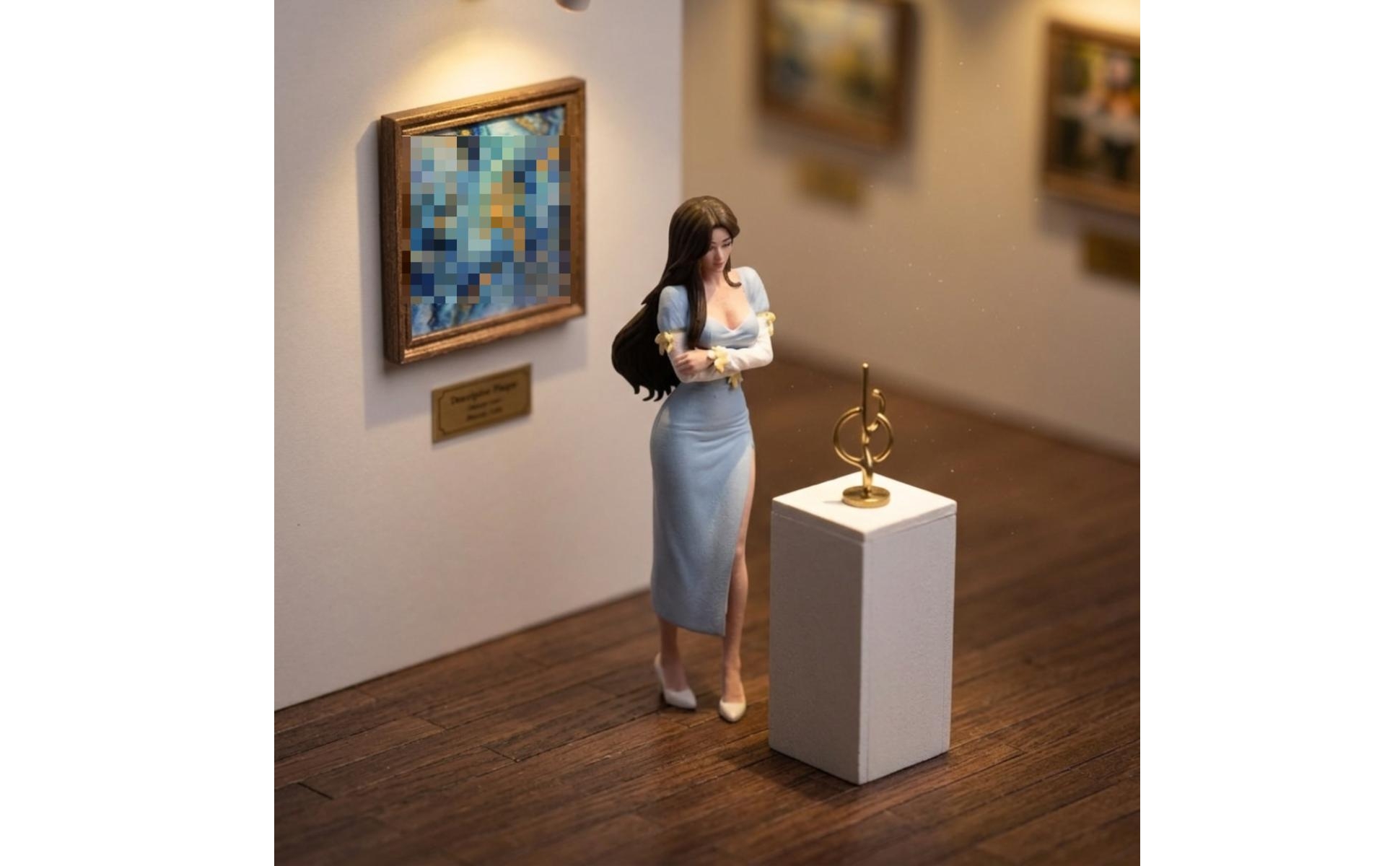 Female Figurine Detailed Miniature Figure with Dress Small-Scale for Collectors