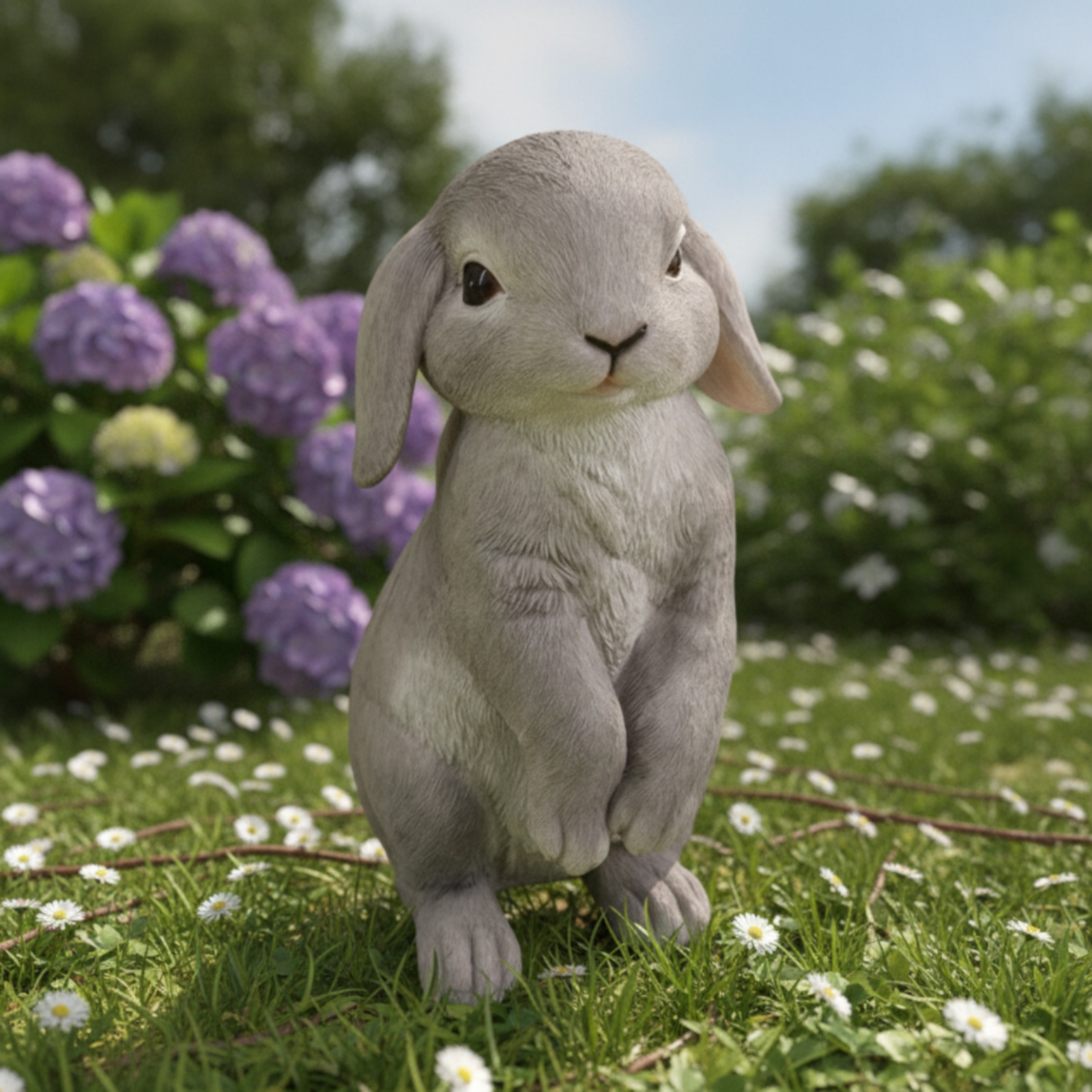 Gartenhase frostbeständig Hase aus Kunstharz lebensecht für Gartenliebhaber - Produktbild 6