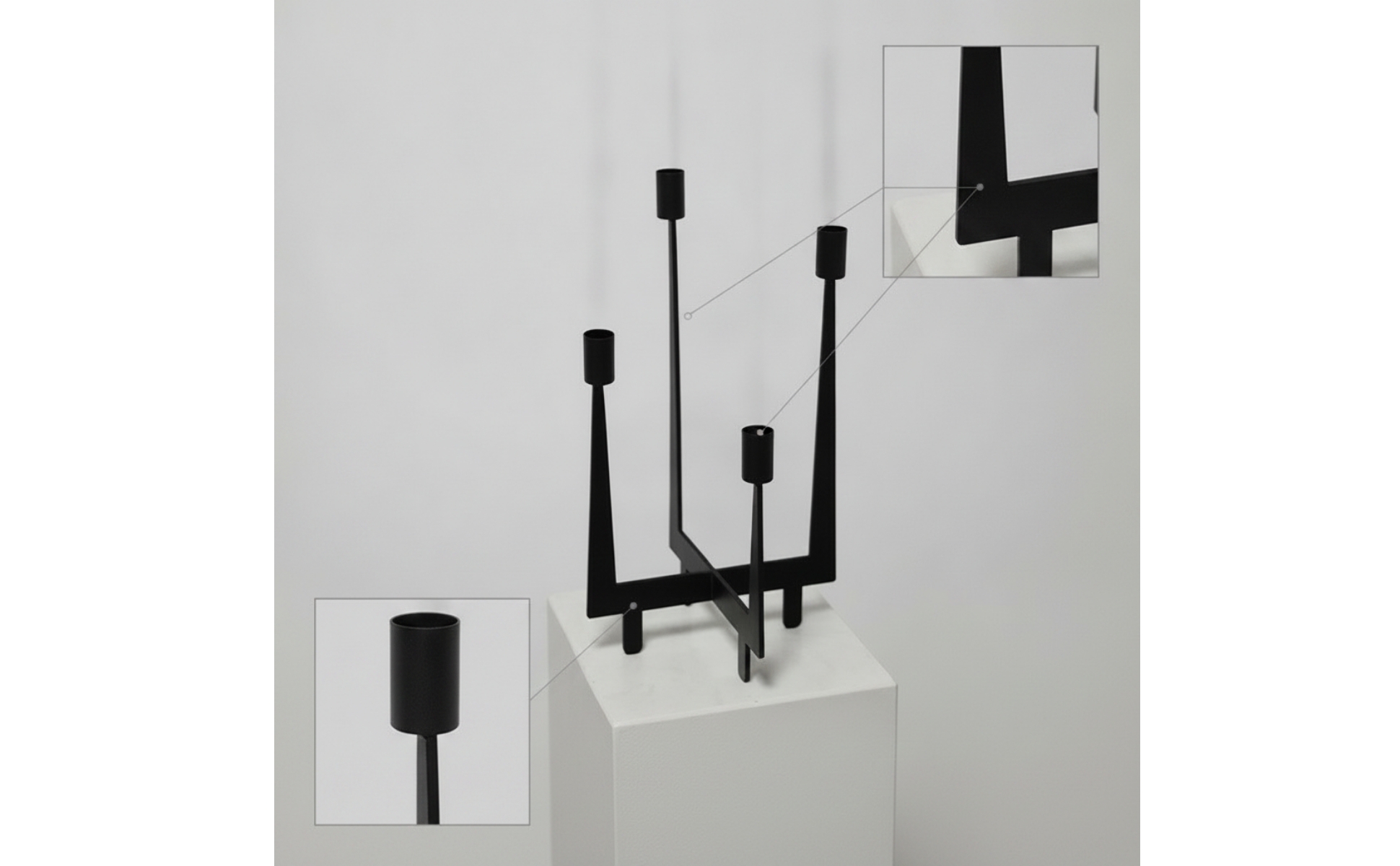 Geometric Candle Holder Black Metal Candle Holder with Four Cups Minimalist