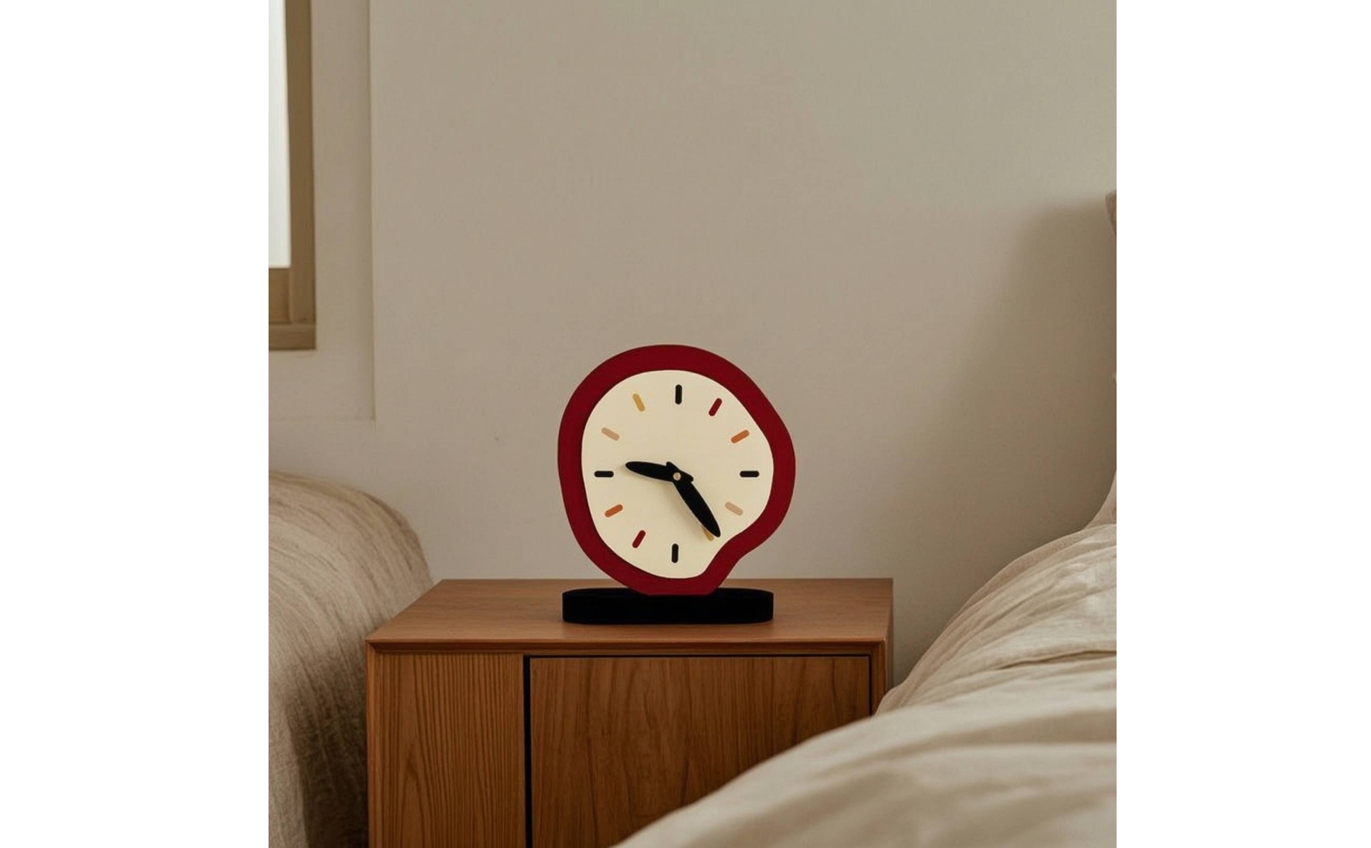 Silent Table Clock Non-Ticking Clock with Oval Base Quiet for Office, Nightstand