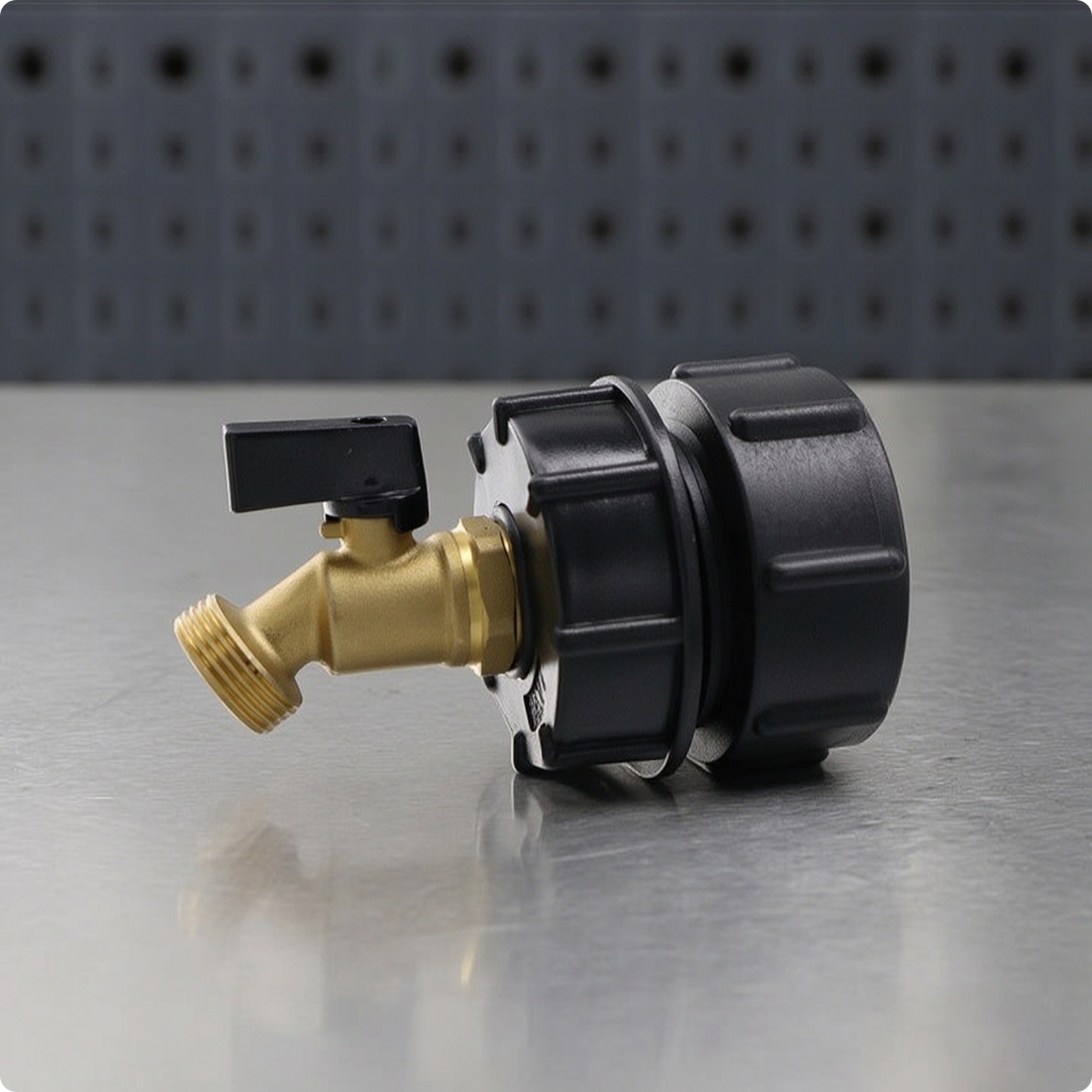 Bulk Container Adapter with Faucet Threaded Garden Hose Connector Angled