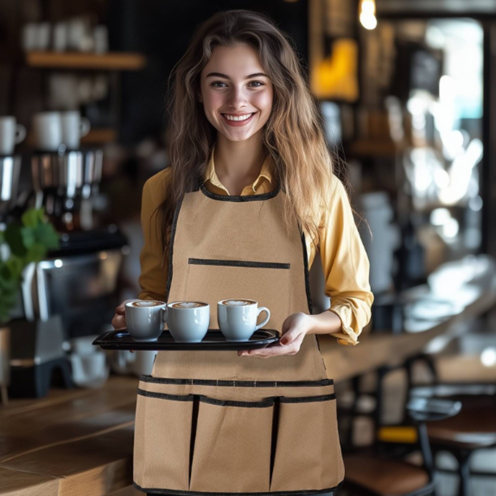 Canvas Apron with Pockets Multi-Pocket Tool Apron with Pockets Water-Resistant - Produktbild 4