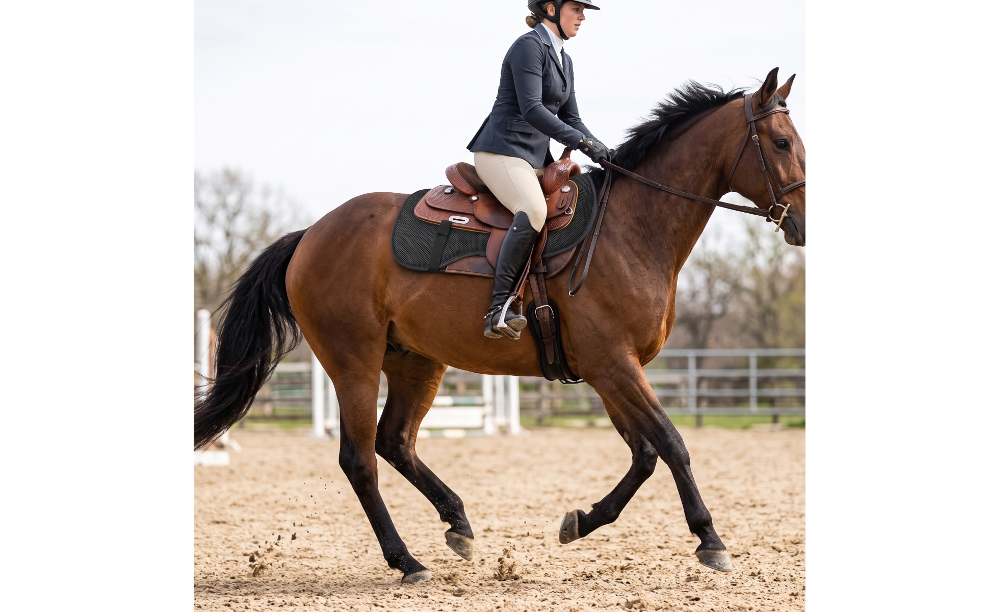 Horse Saddle Pad Breathable Contoured Saddle Pad Padded for Trail Riding, Riders