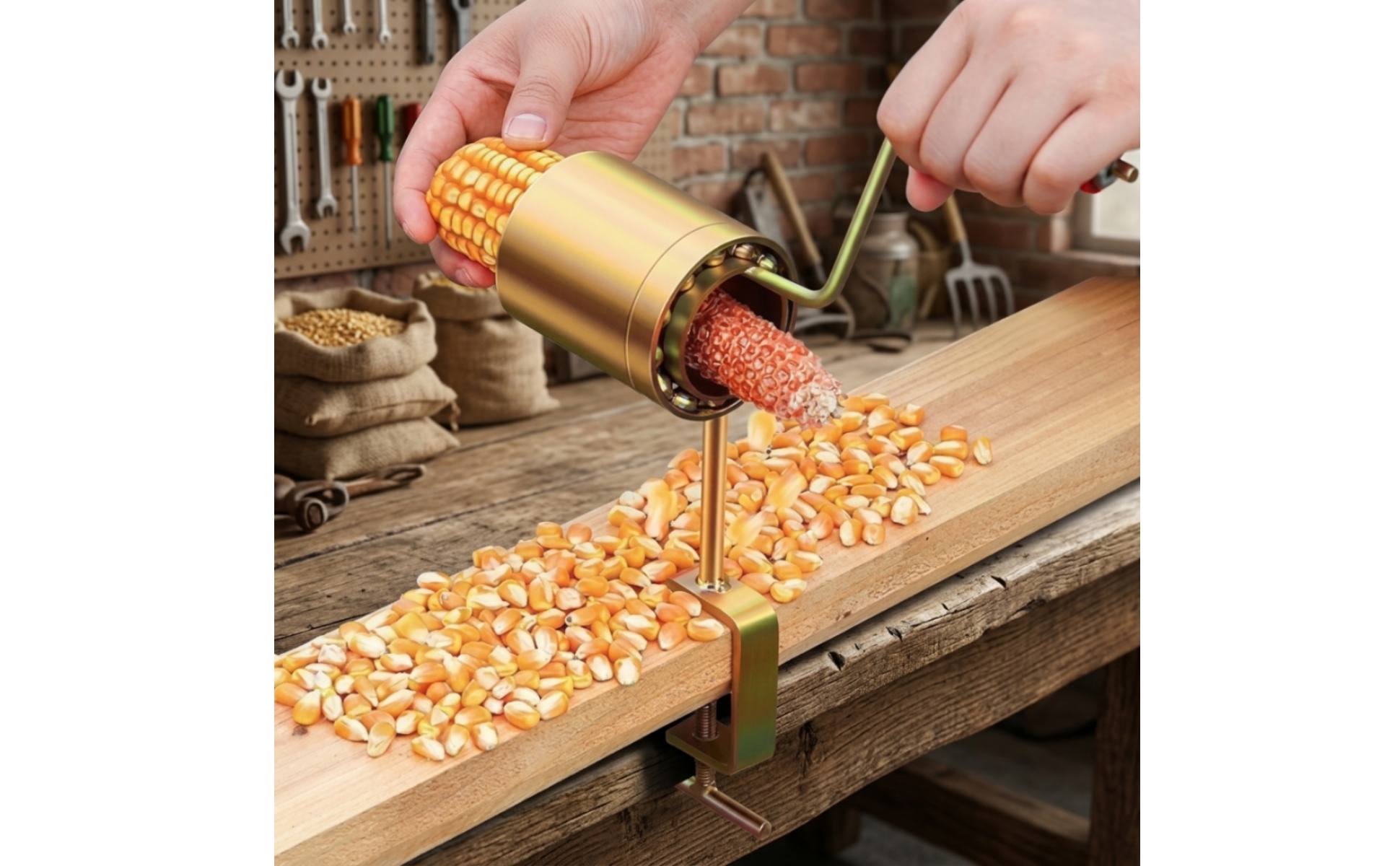 Corn Sheller with Table Clamp Hand-Crank Corn Sheller Manual for Home Cooks