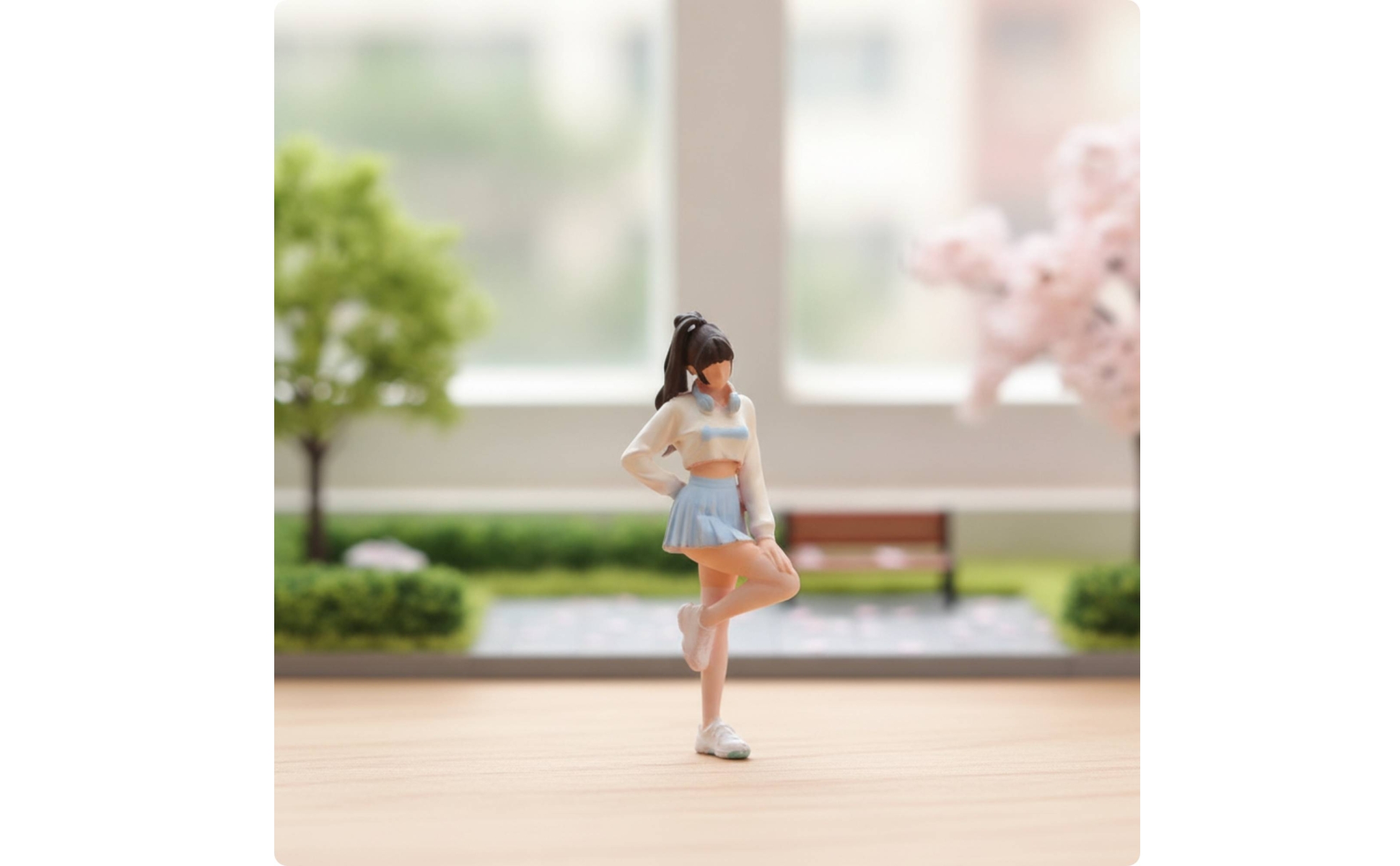 Miniature Girl Figure 1/64 Scale Diorama Figure Painted for Desk Display