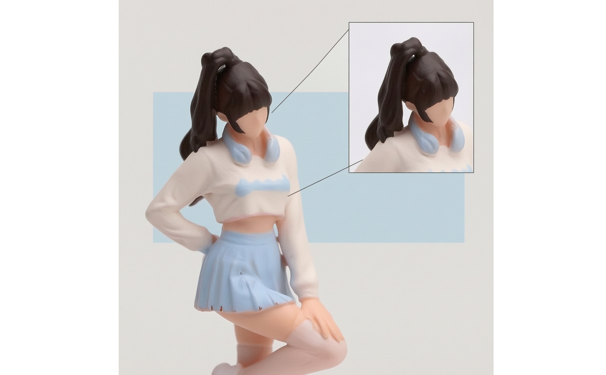 Miniature Girl Figure 1/64 Scale Diorama Figure Painted for Desk Display