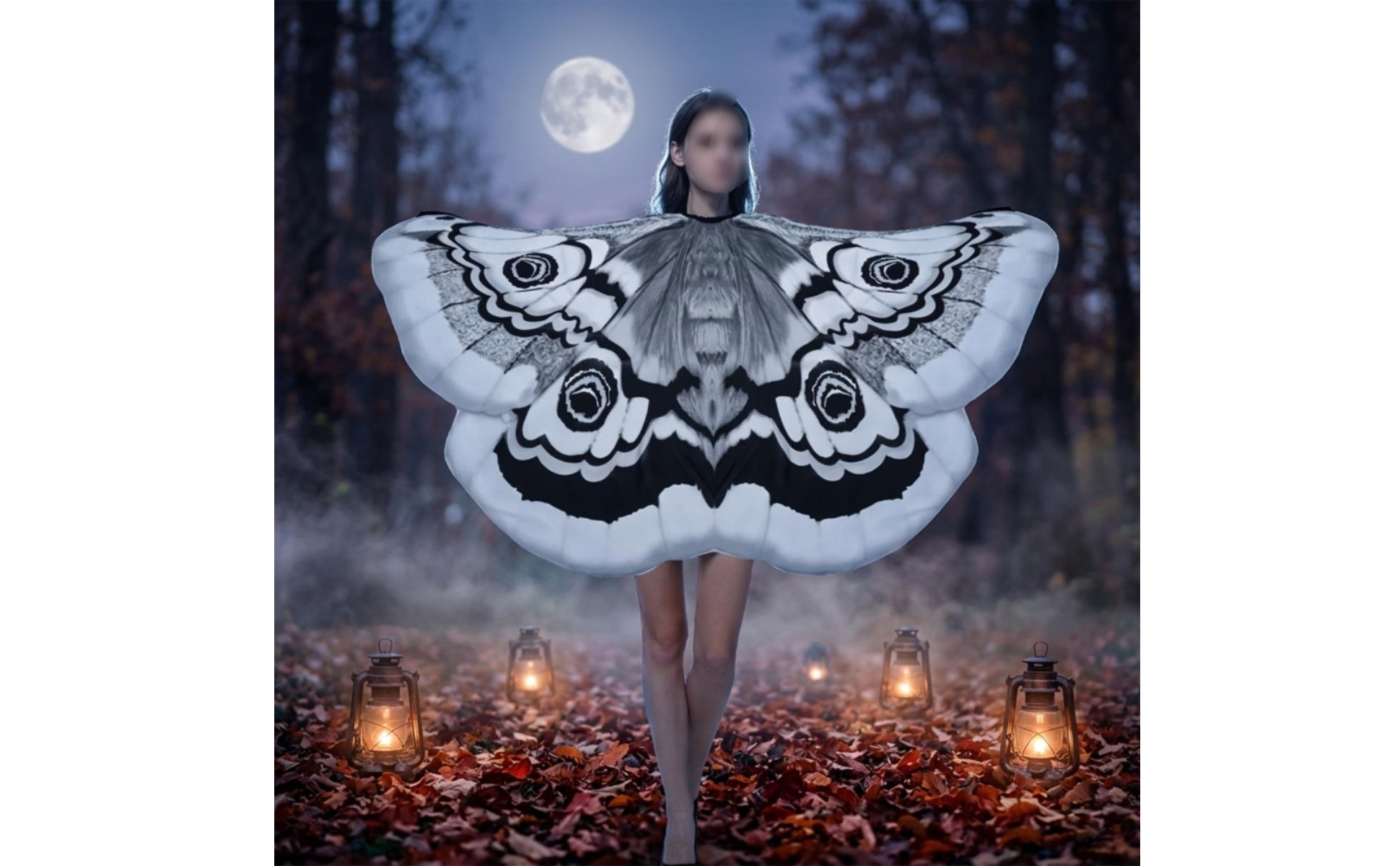 Moth Cape with Antennae Halloween Moth Cape Costume Pullover for Cosplay