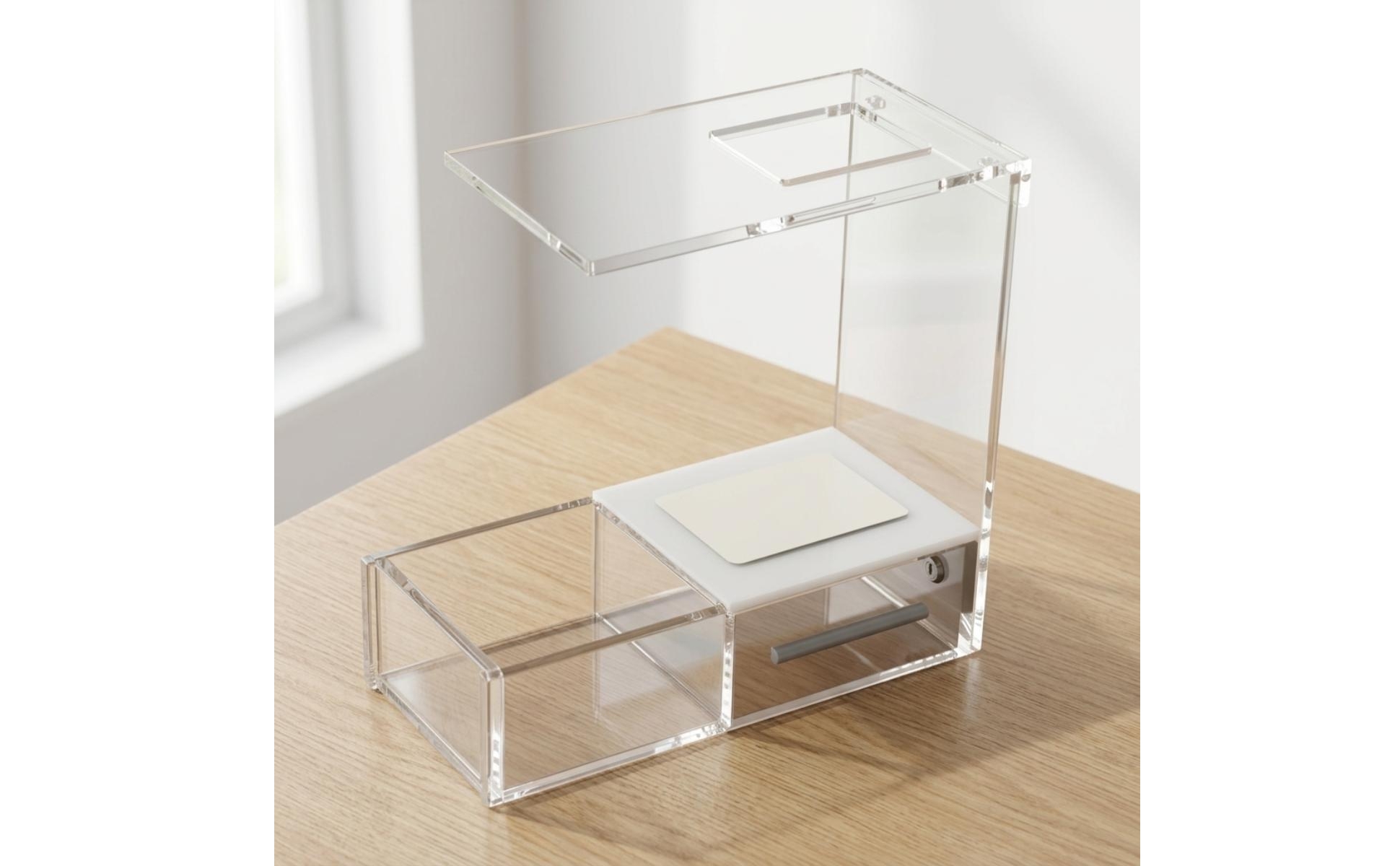 Card Scanning Stand Clear Acrylic Stand with Card Tray Transparent for Tabletop