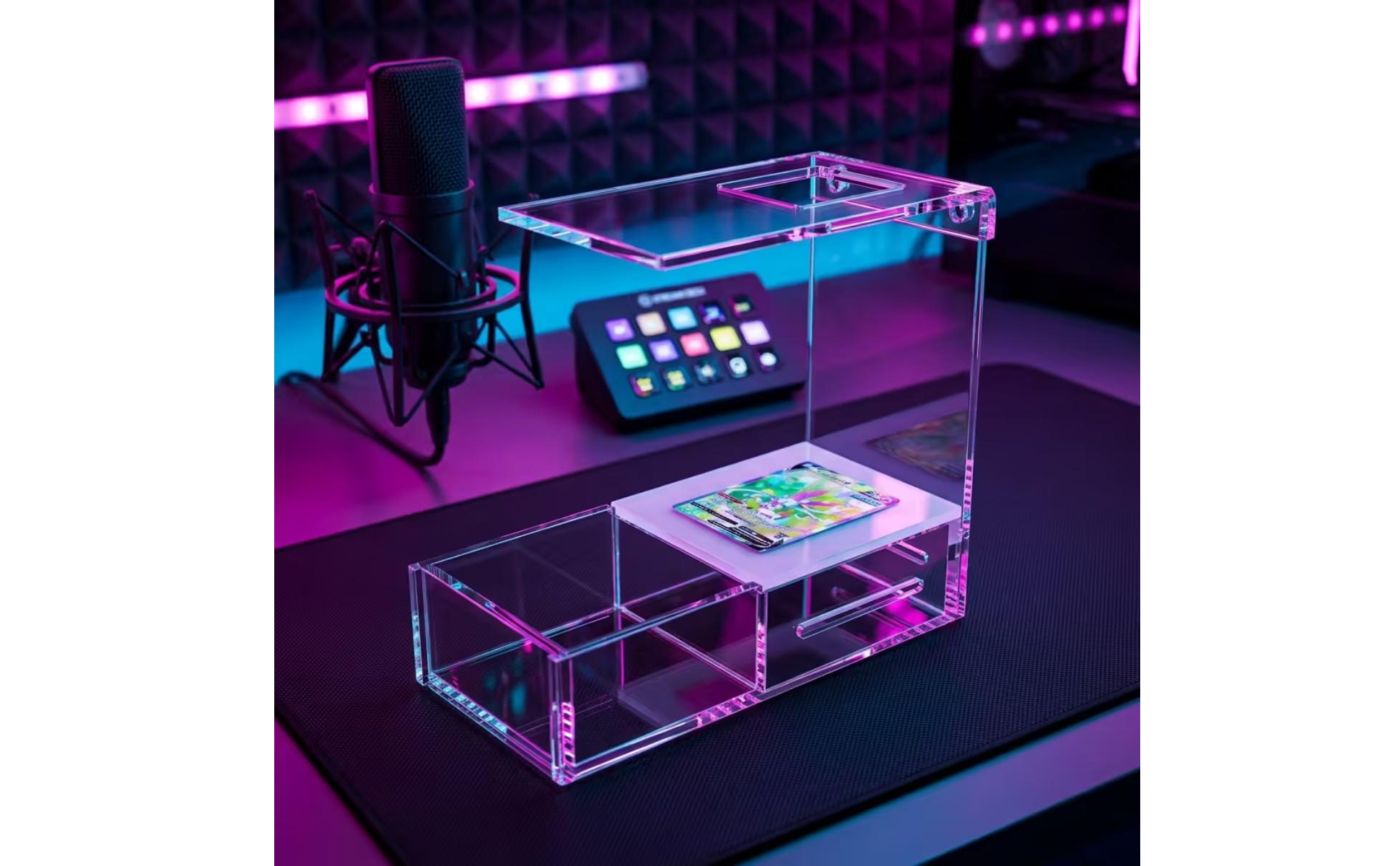 Card Scanning Stand Clear Acrylic Stand with Card Tray Transparent for Tabletop