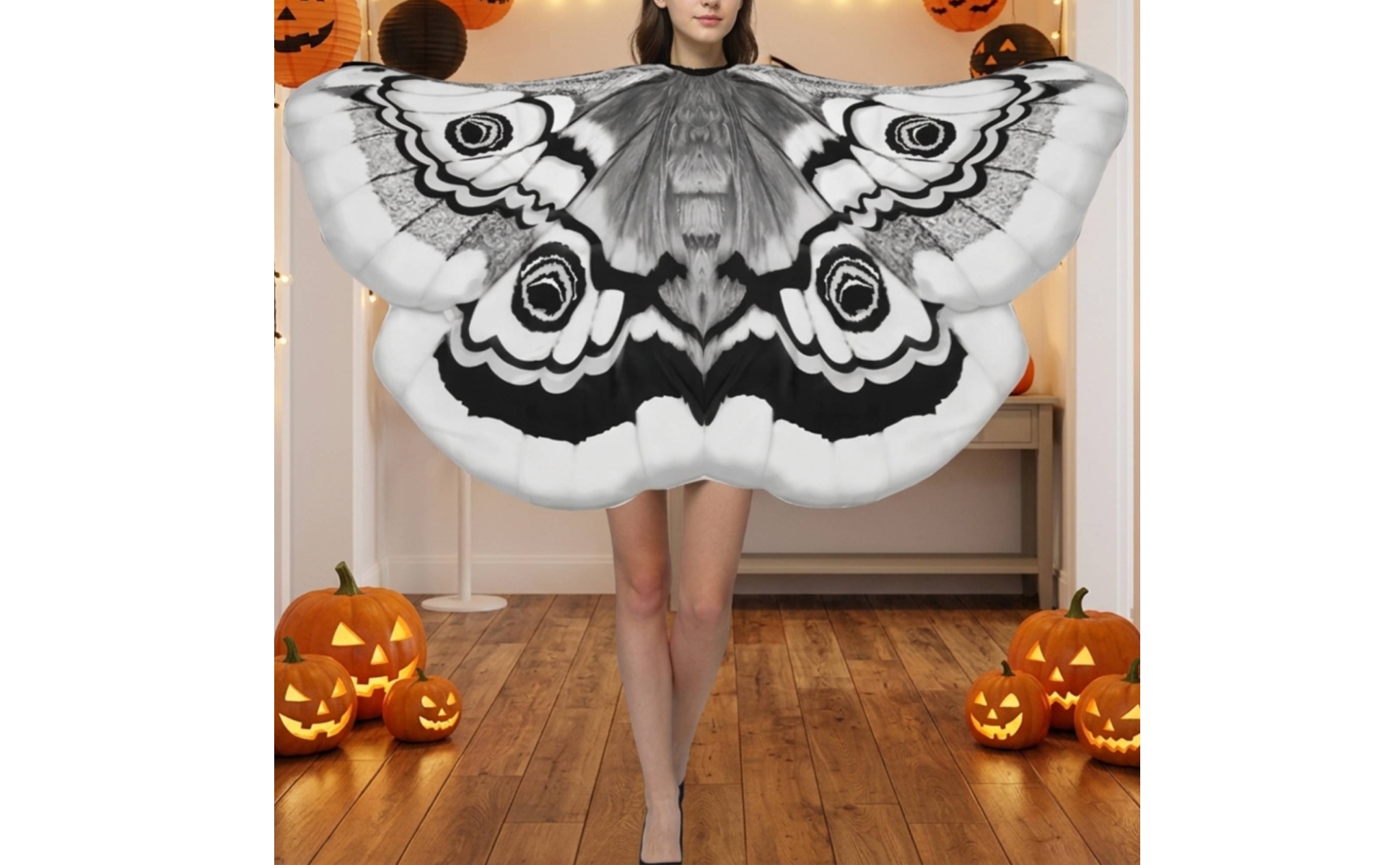 Moth Cape with Antennae Halloween Moth Cape Costume Pullover for Cosplay