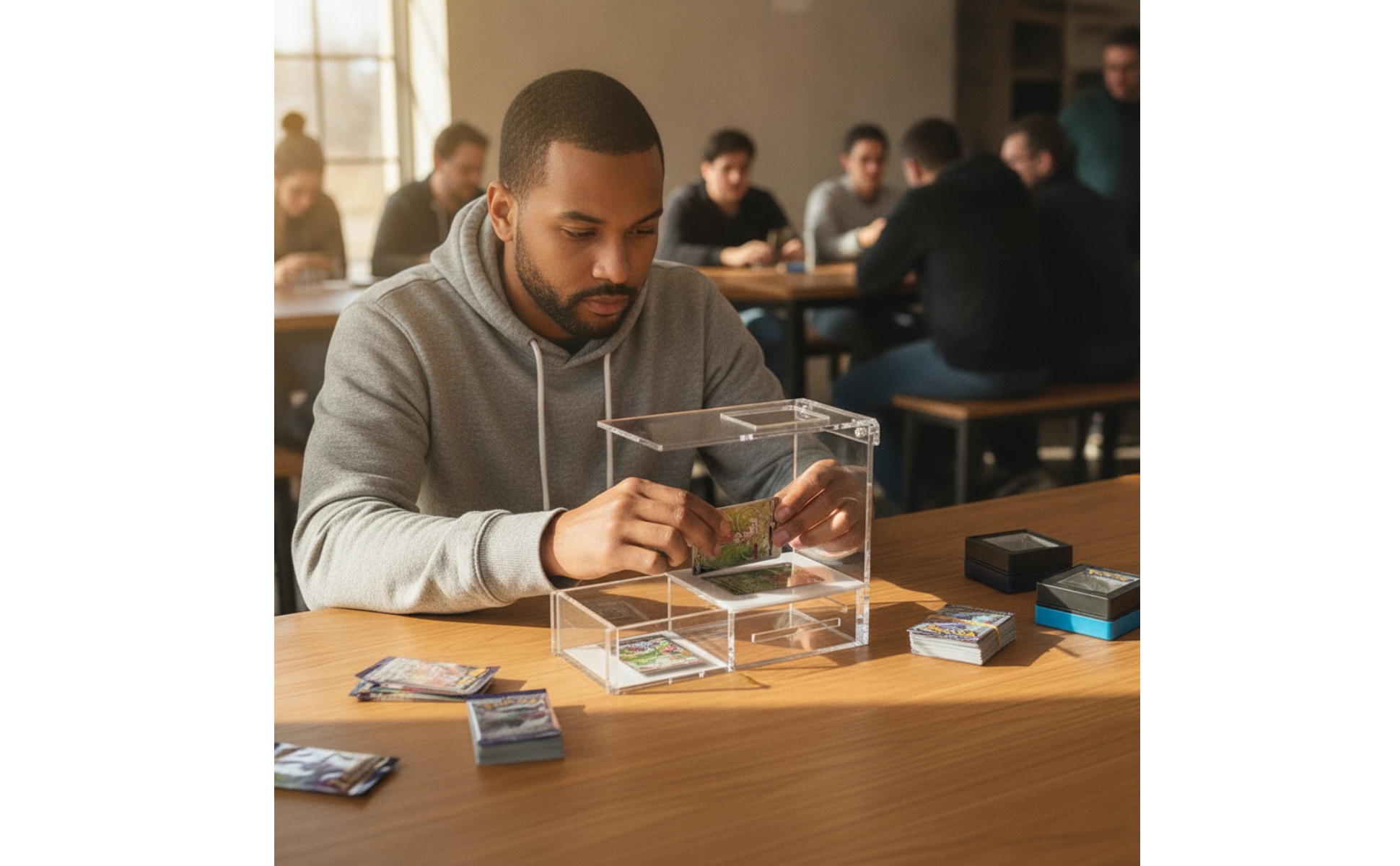 Card Scanning Stand Clear Acrylic Stand with Card Tray Transparent for Tabletop