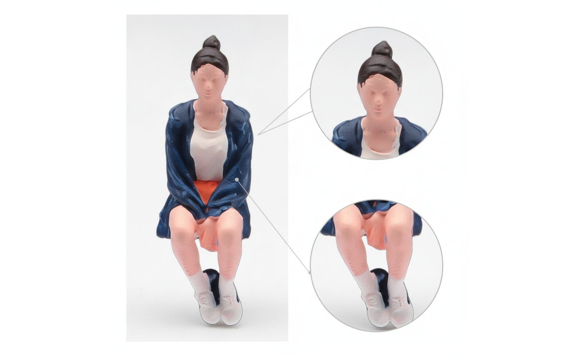 Seated Girl Figure Sitting Pose Diorama Model Figure Hand-Painted for Collectors