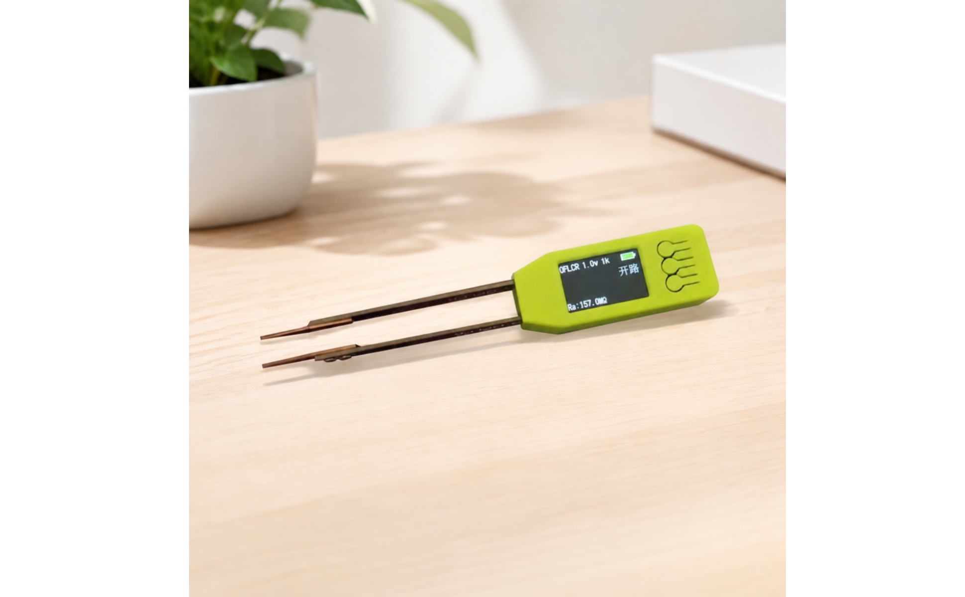 Bridge-Design Tweezer Tester Green Plastic Housing Tweezer Component Tester