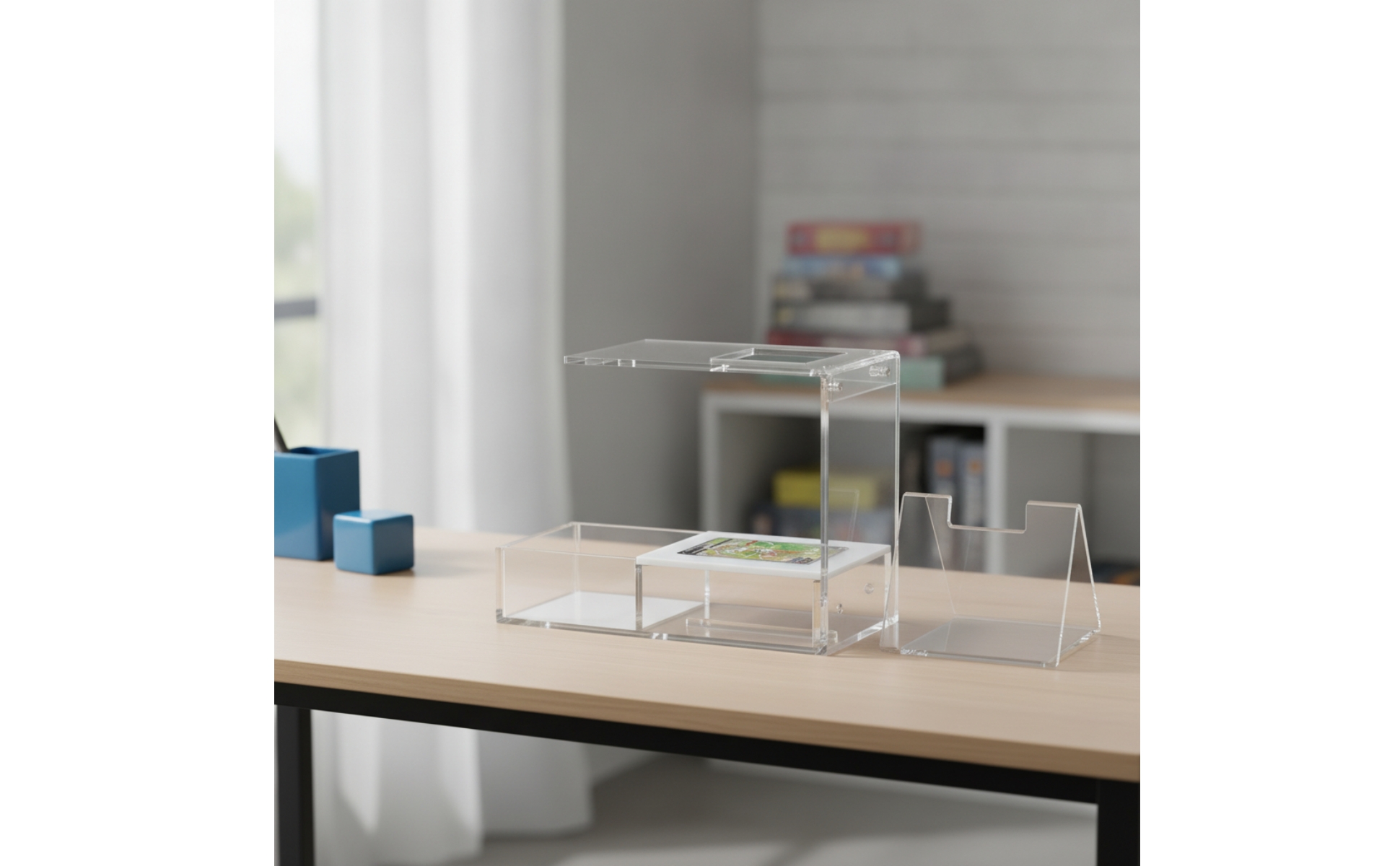 Card Scanning Stand Clear Acrylic Stand with Card Tray Transparent for Tabletop