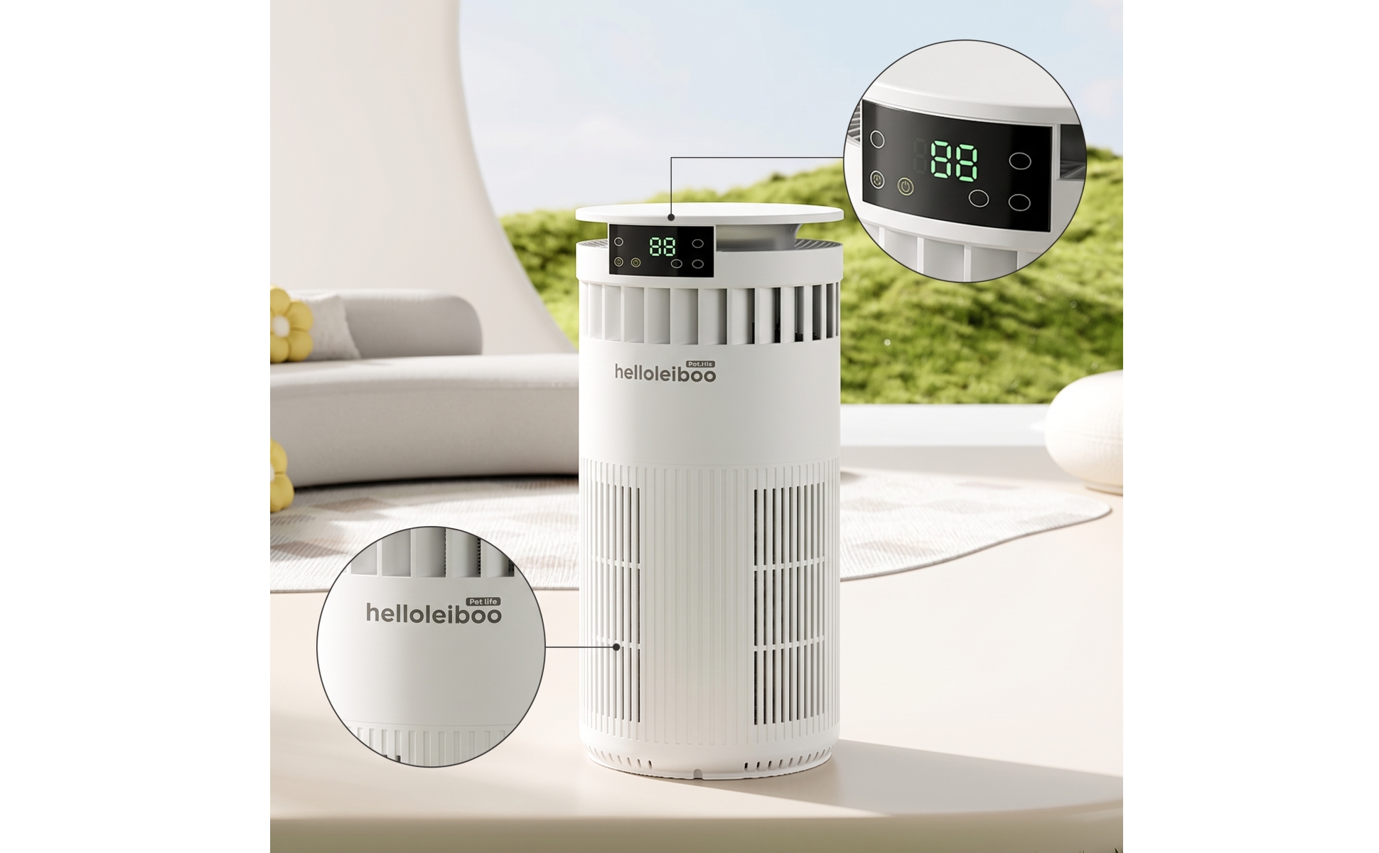 Pet Air Purifier Odor Reducing Cylindrical Air Purifier HEPA for Cat Owners