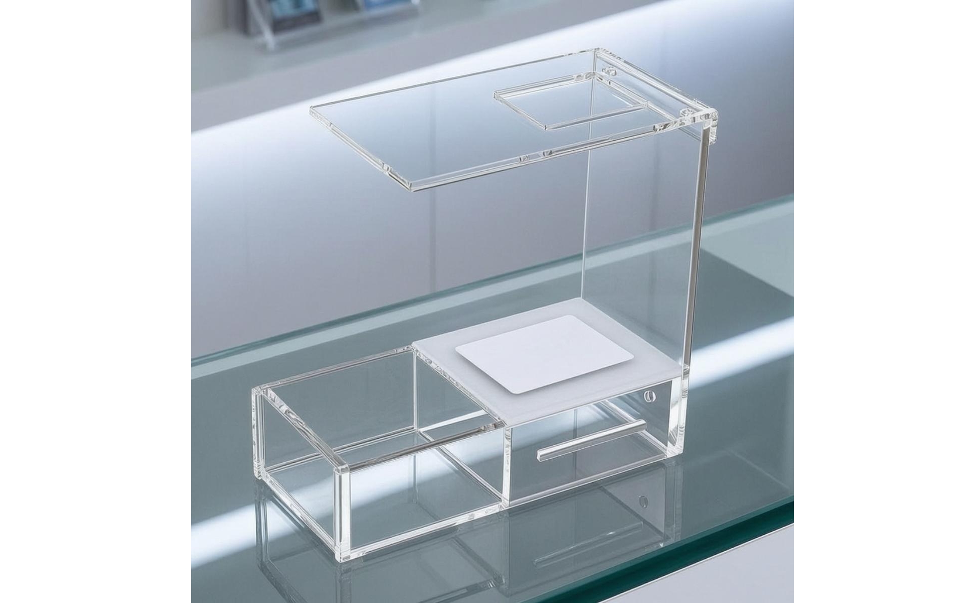Card Scanning Stand Clear Acrylic Stand with Card Tray Transparent for Tabletop