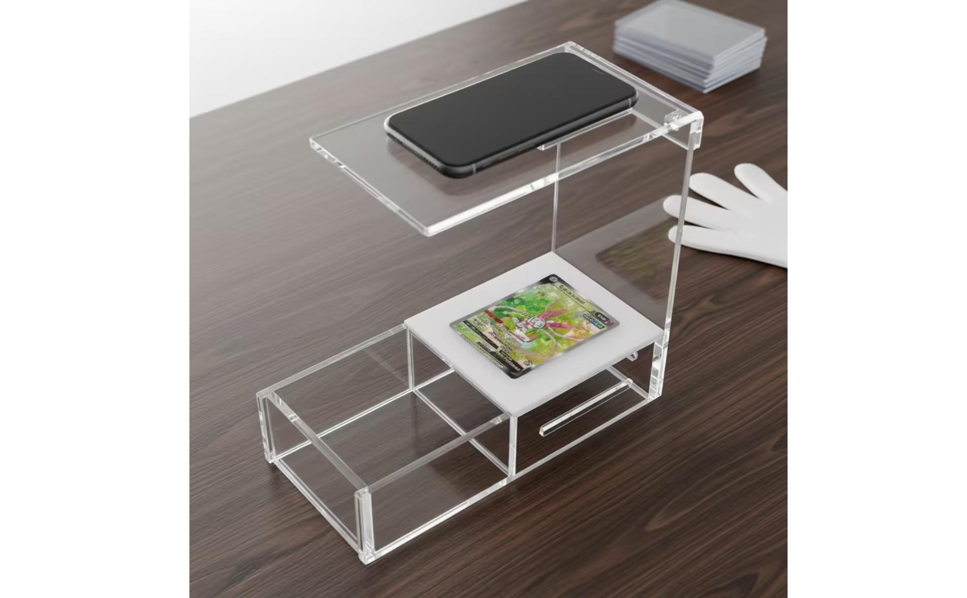 Card Scanning Stand Clear Acrylic Stand with Card Tray Transparent for Tabletop