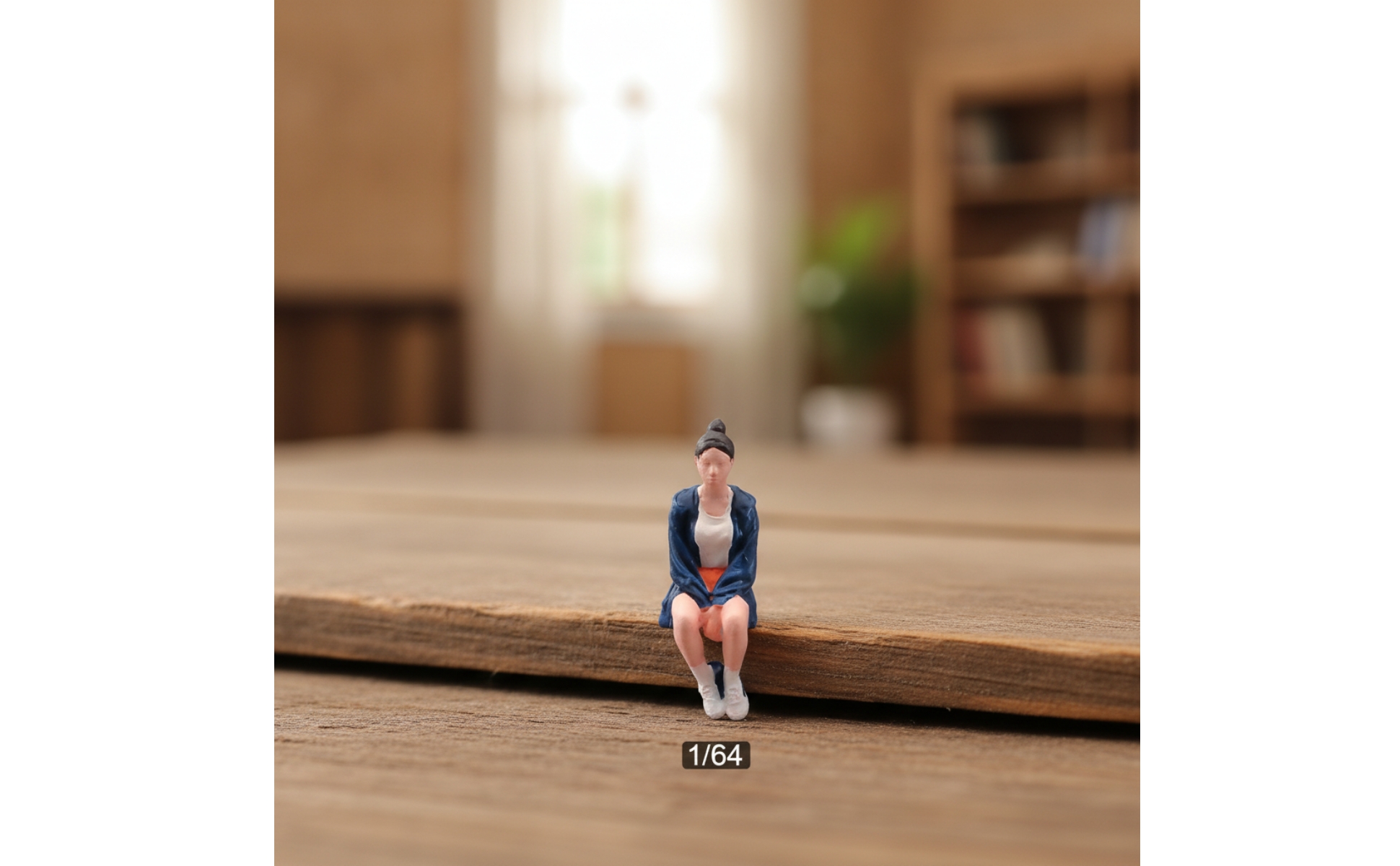 Seated Girl Figure Sitting Pose Diorama Model Figure Hand-Painted for Collectors