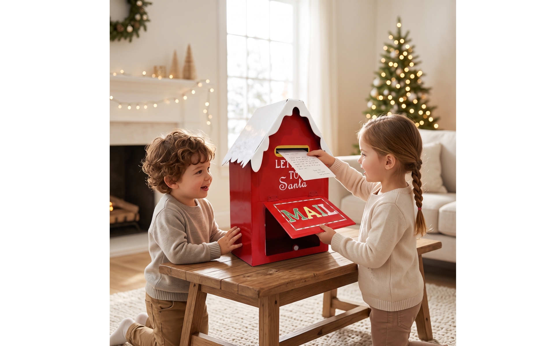 Weihnachtsbriefkasten weihnachtlich Briefkasten-Dekoration verschneit für Kinder