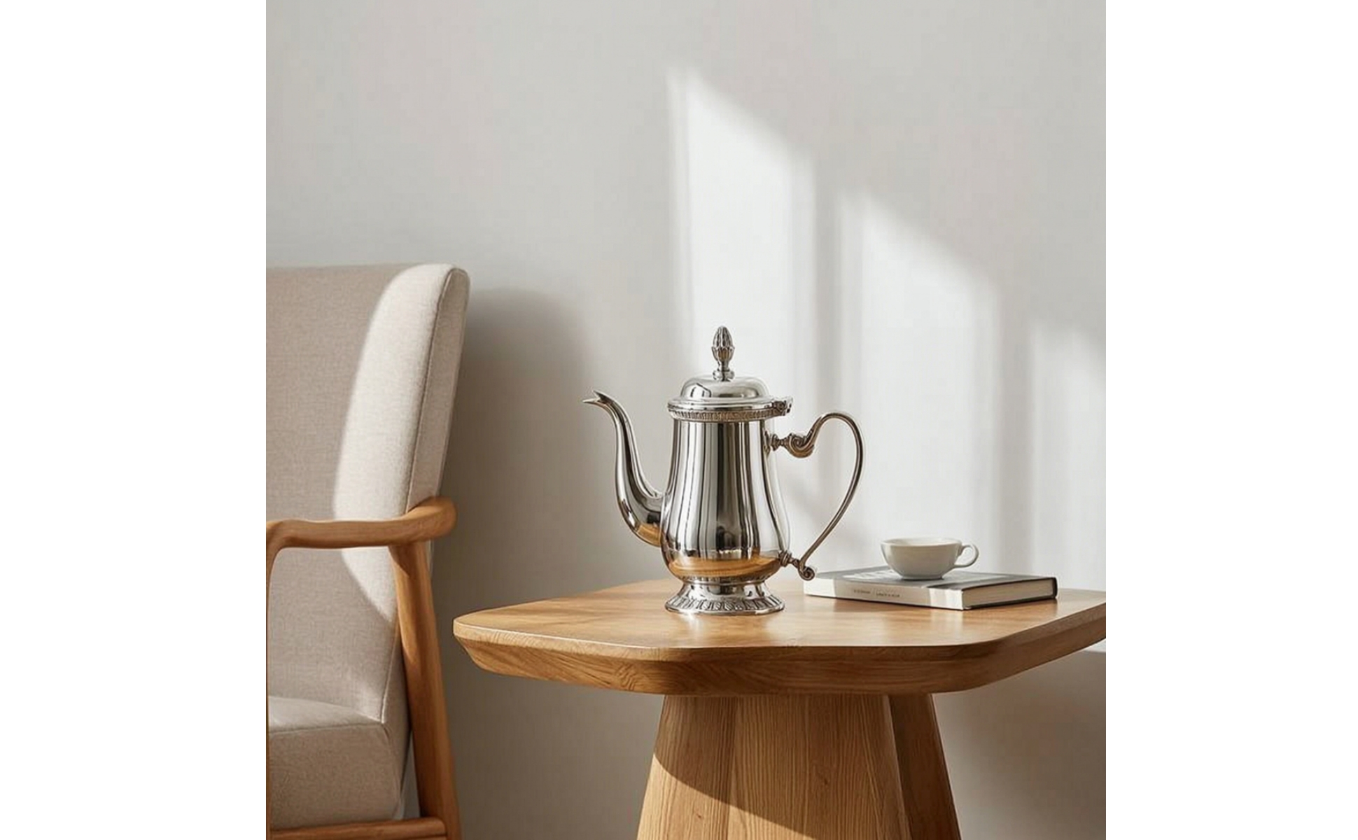 Kaffeekanne mit Deckel Edelstahl Kaffeekanne mit Geschwungenem Ausguss Poliert