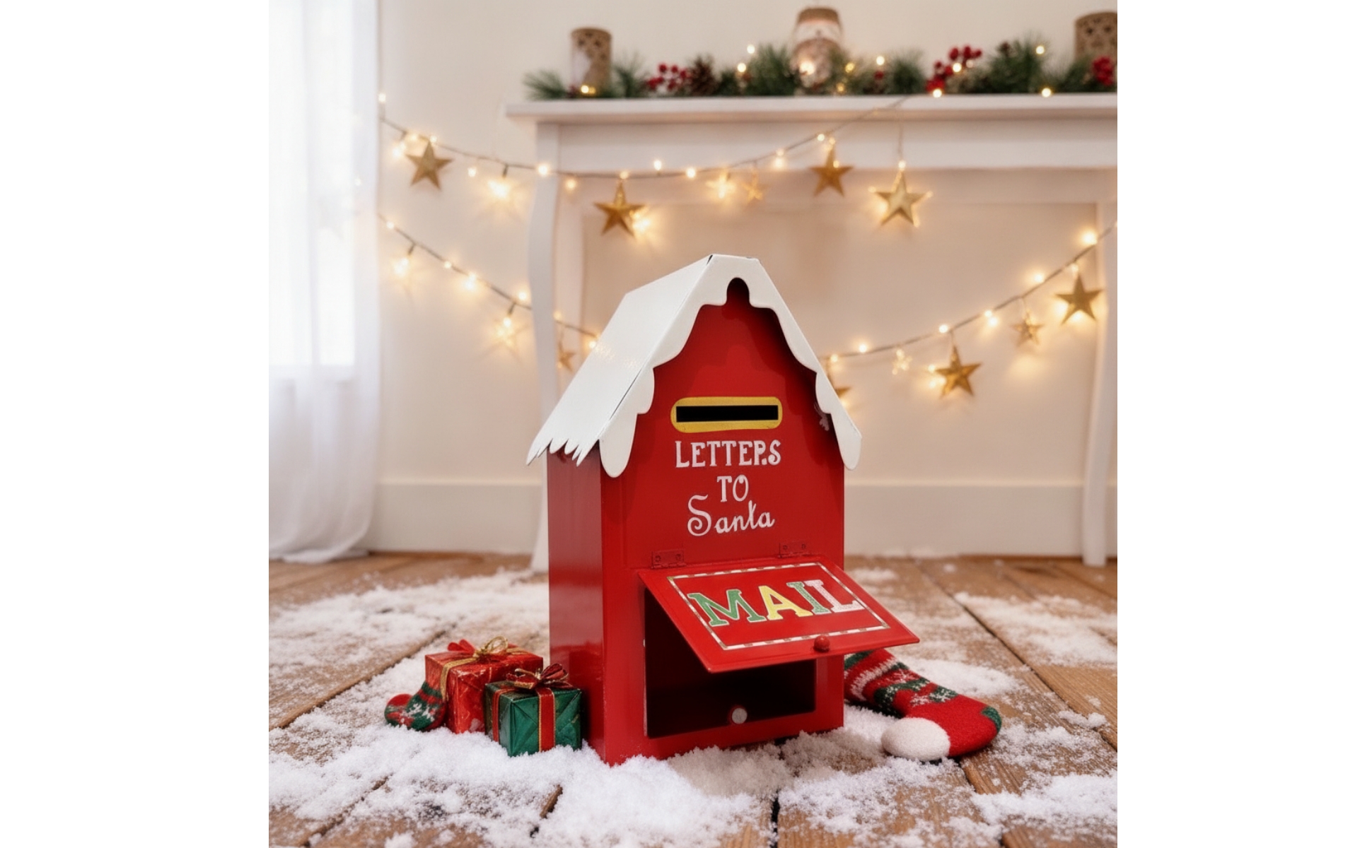 Weihnachtsbriefkasten weihnachtlich Briefkasten-Dekoration verschneit für Kinder