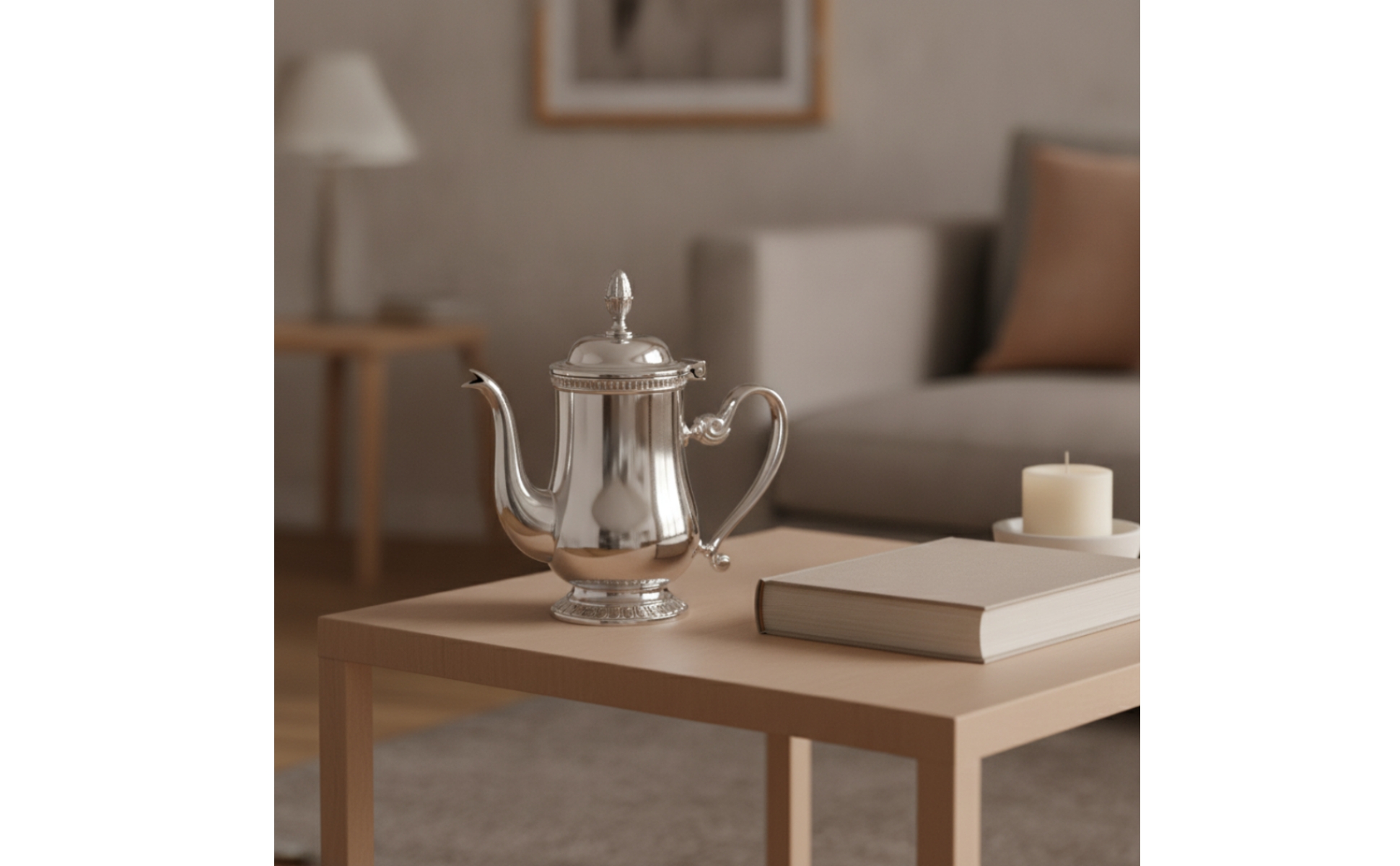 Kaffeekanne mit Deckel Edelstahl Kaffeekanne mit Geschwungenem Ausguss Poliert