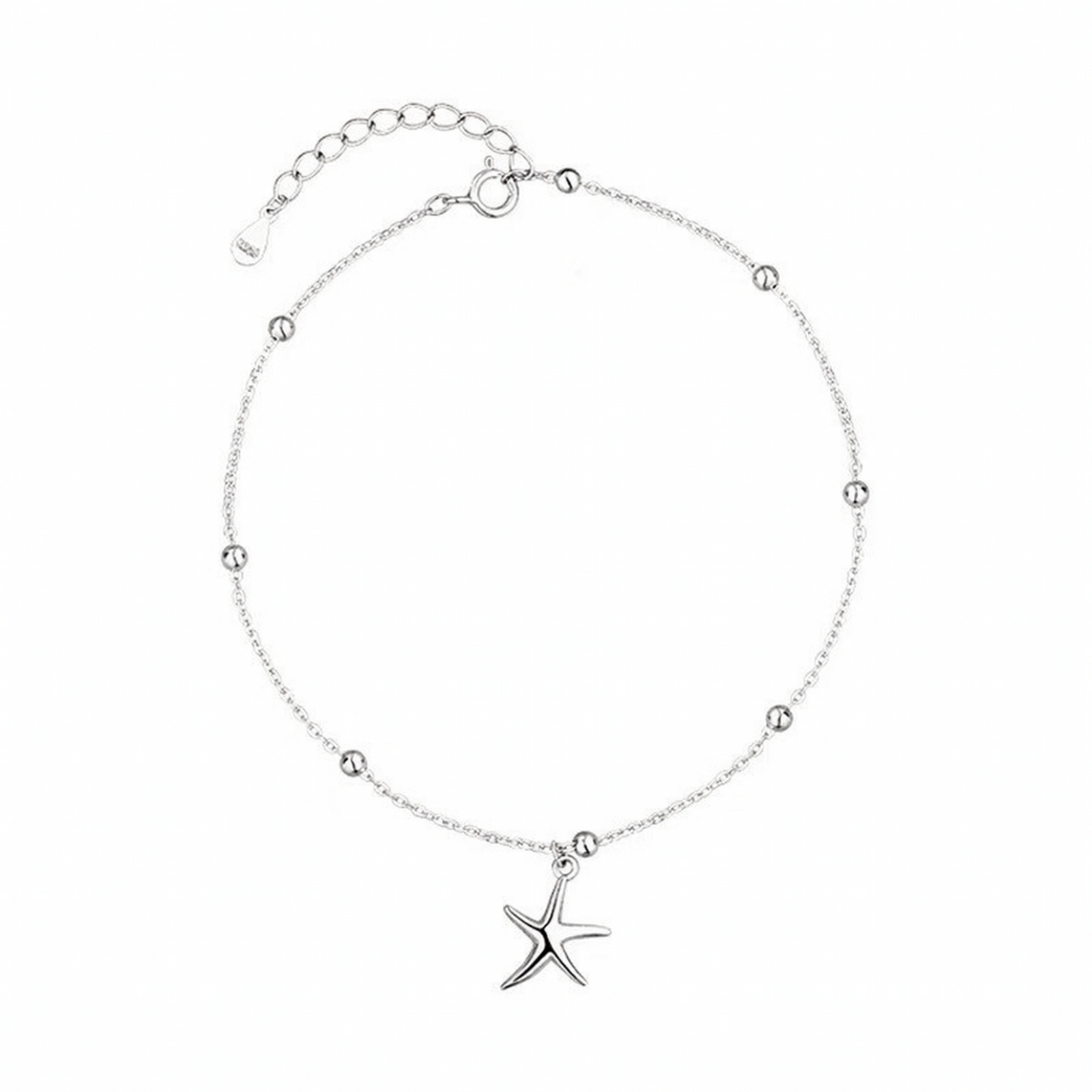 Silberfußkette mit Meerestern 925 Silber Fußkettchen elegant für Sommer, Urlaub