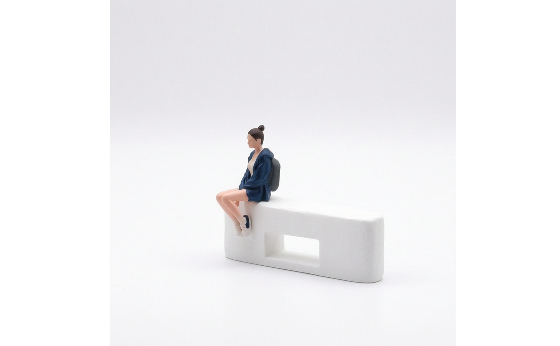 Seated Girl Figure Sitting Pose Diorama Model Figure Hand-Painted for Collectors